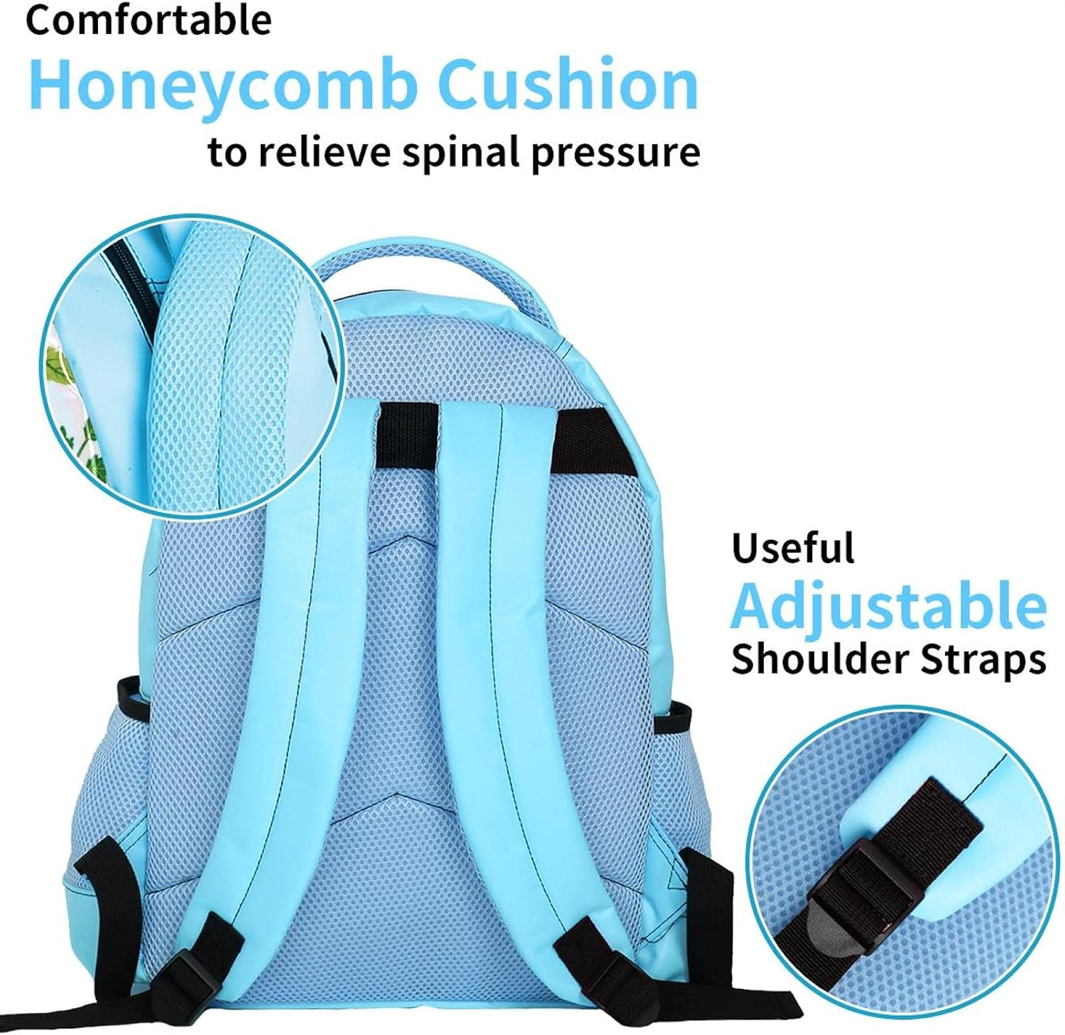 Blue Backpack Boy Bookbags Rucksack Men Travel Handbag Daypack Vegetables Eggplant Tomato Hot Pepper Leaves image number 5