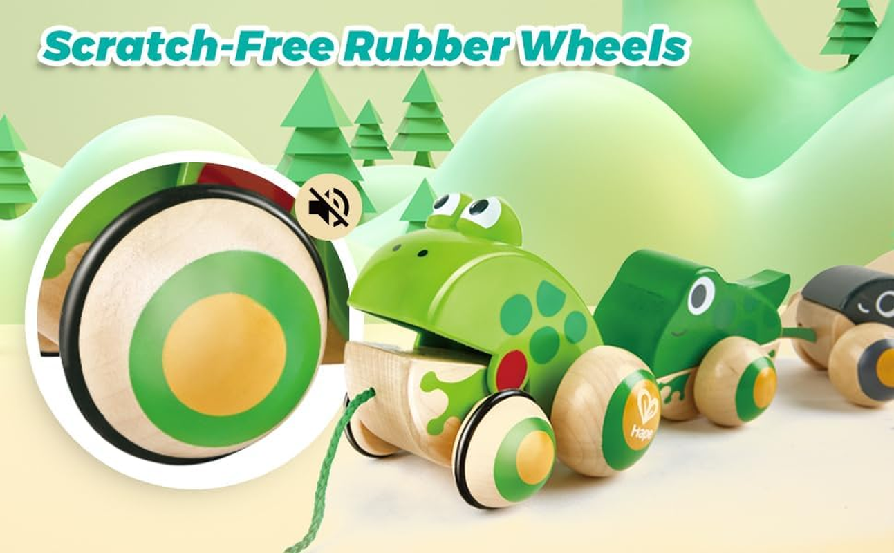 Hape Pull-Along Frog Family Toy &ndash; Wooden Toddler Pull Toy for Kids 12M+ | Fun & Educational Frog Life Cycle Learning | Interactive Walking Action | Safe & Durable Play Toy image number 2