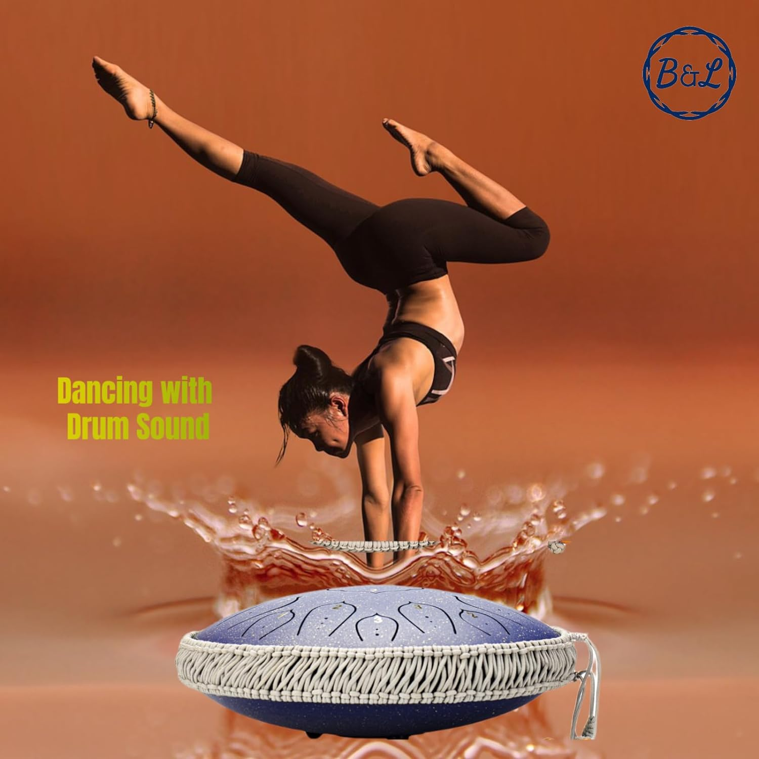 BURNING&LIN Steel Tongue Drum 15 Notes 14 Inches Handpan Drum Percussion for Meditation Yoga Musical Education for Adult& Kids (Purple) image number 1