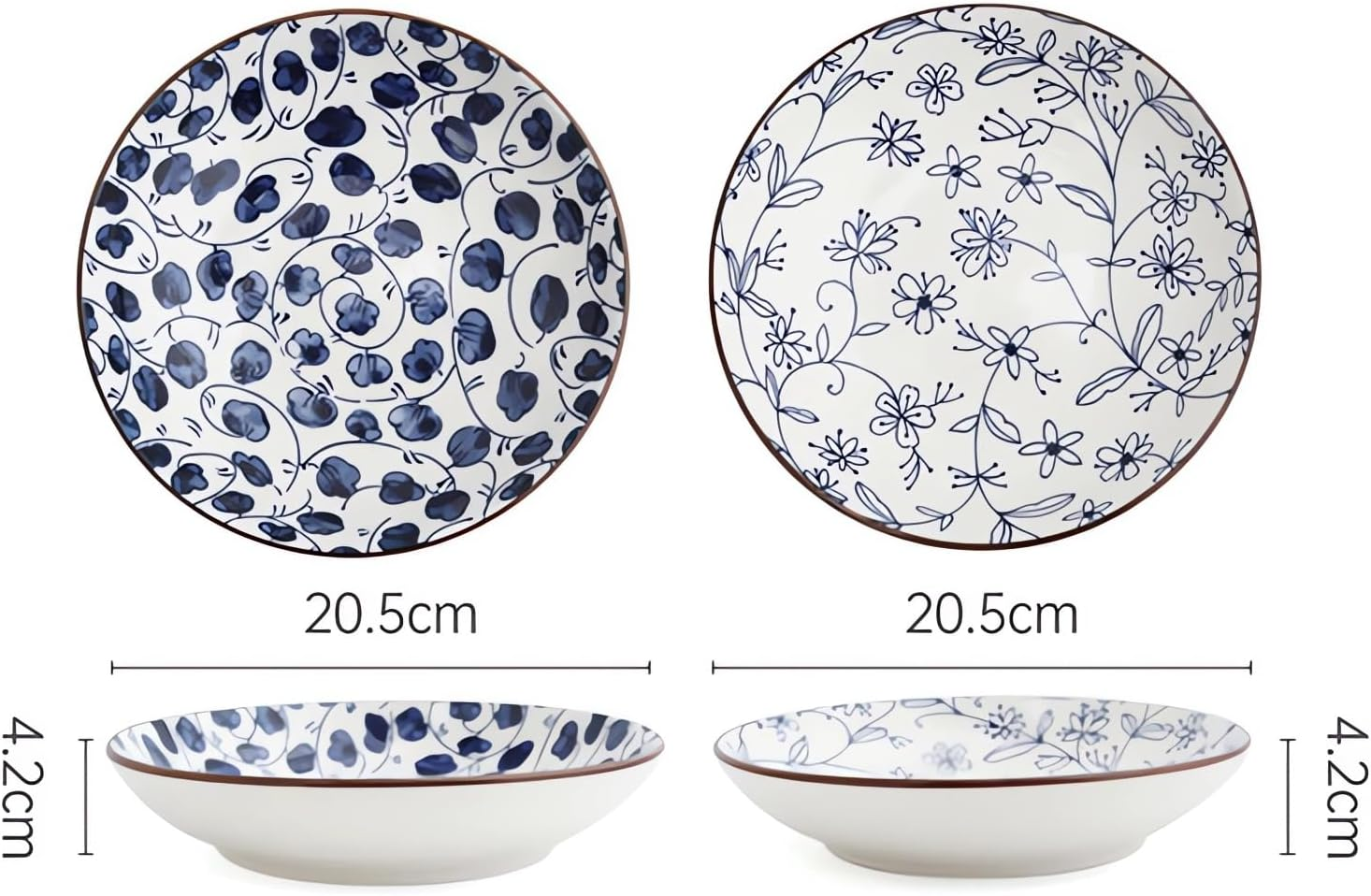 Set of 4 Ceramic Dinner Plates, 8 Inch Ceramic round Plates Kitchen and Home Gathering Ceramic Plate C10 (J Set of 4, 8 Inches) image number 6