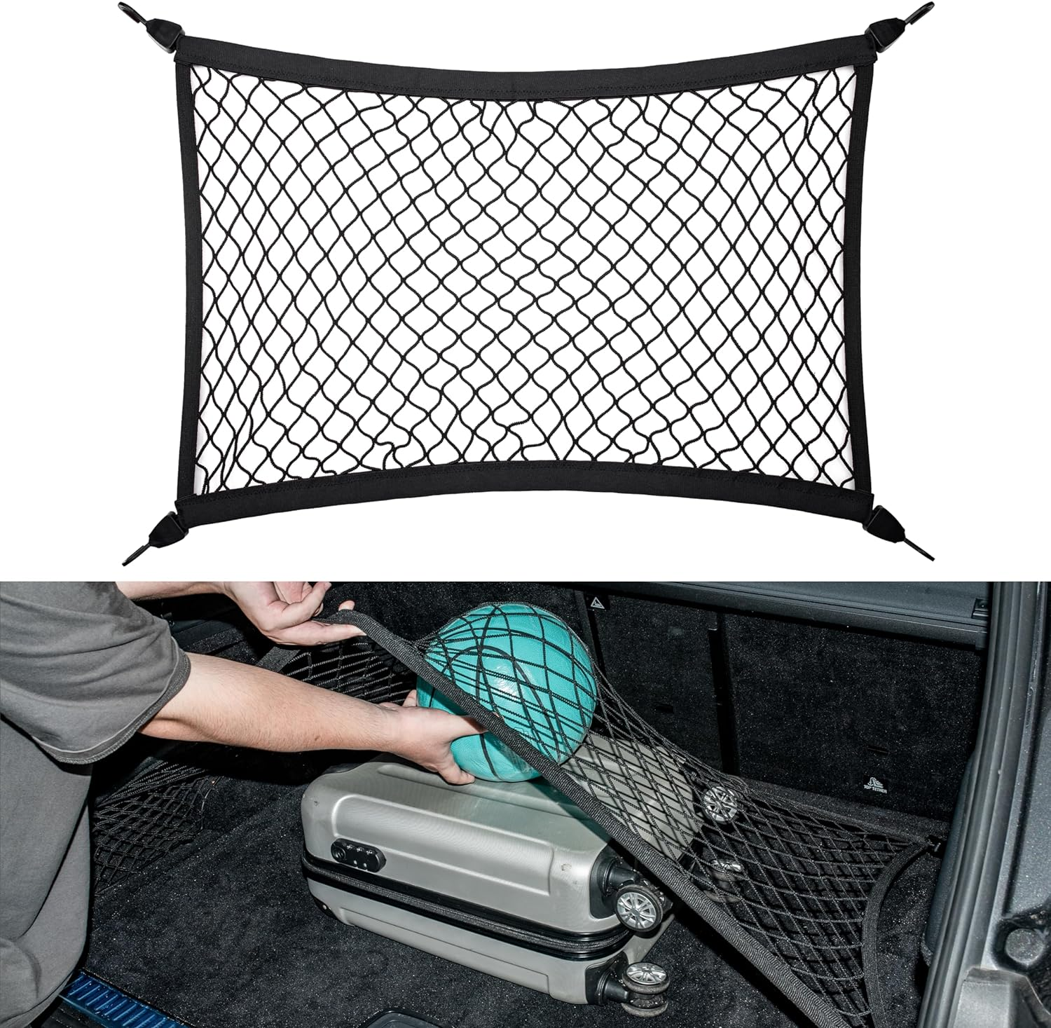 Elastic Cargo Net for SUV, Car Trunk Net Organizer with ABS Hook Storage Mesh Cargo Nets 70 X 50 Cm for Truck Bed Tailgate Netting Accessories image number 5