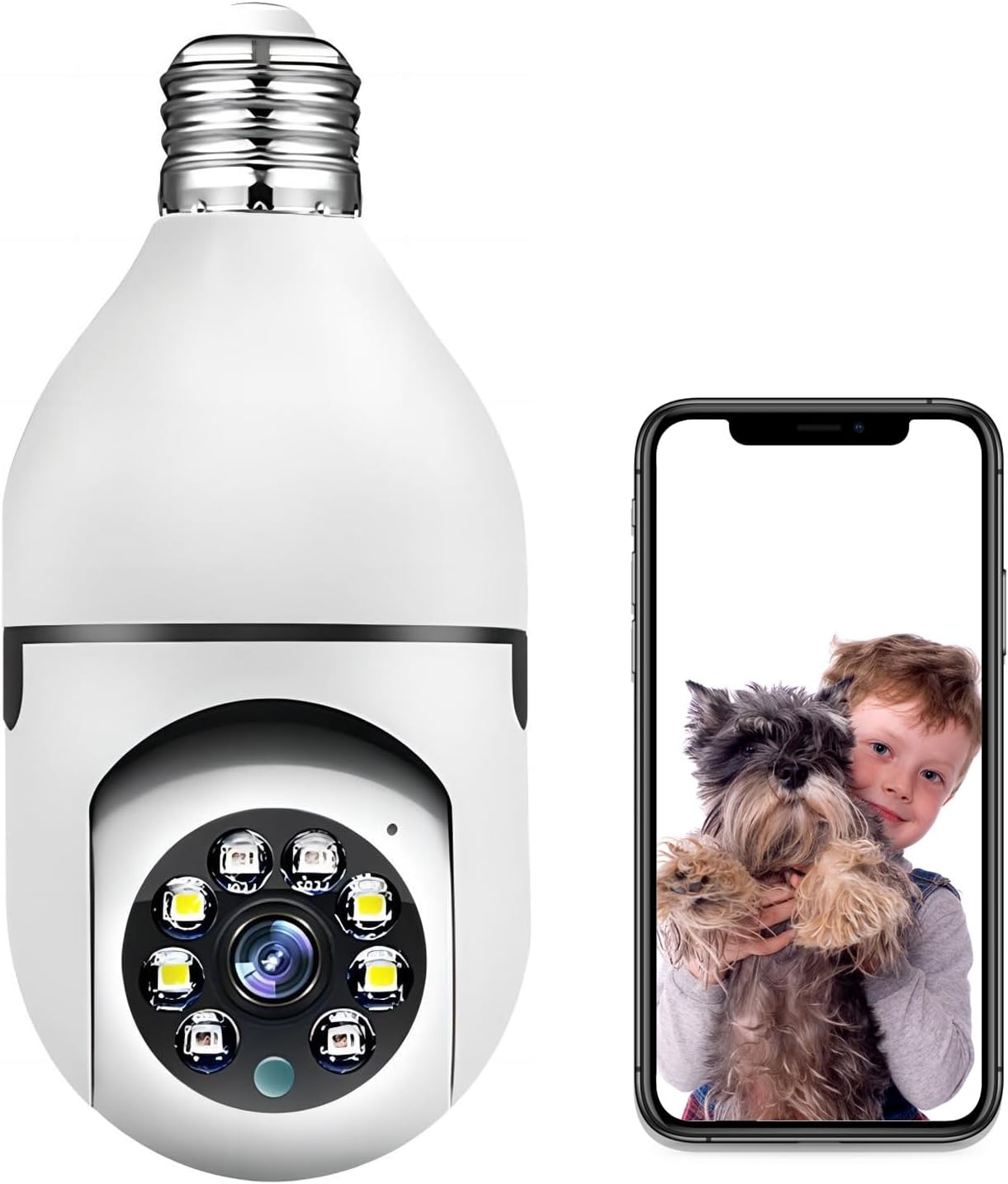 Mengshen 3MP Bulb Security Camera, Wifi Wireless 2.4Ghz 360&deg; Degree with Motion Detection, APP Alert Suitable for Indoor Use image number 4