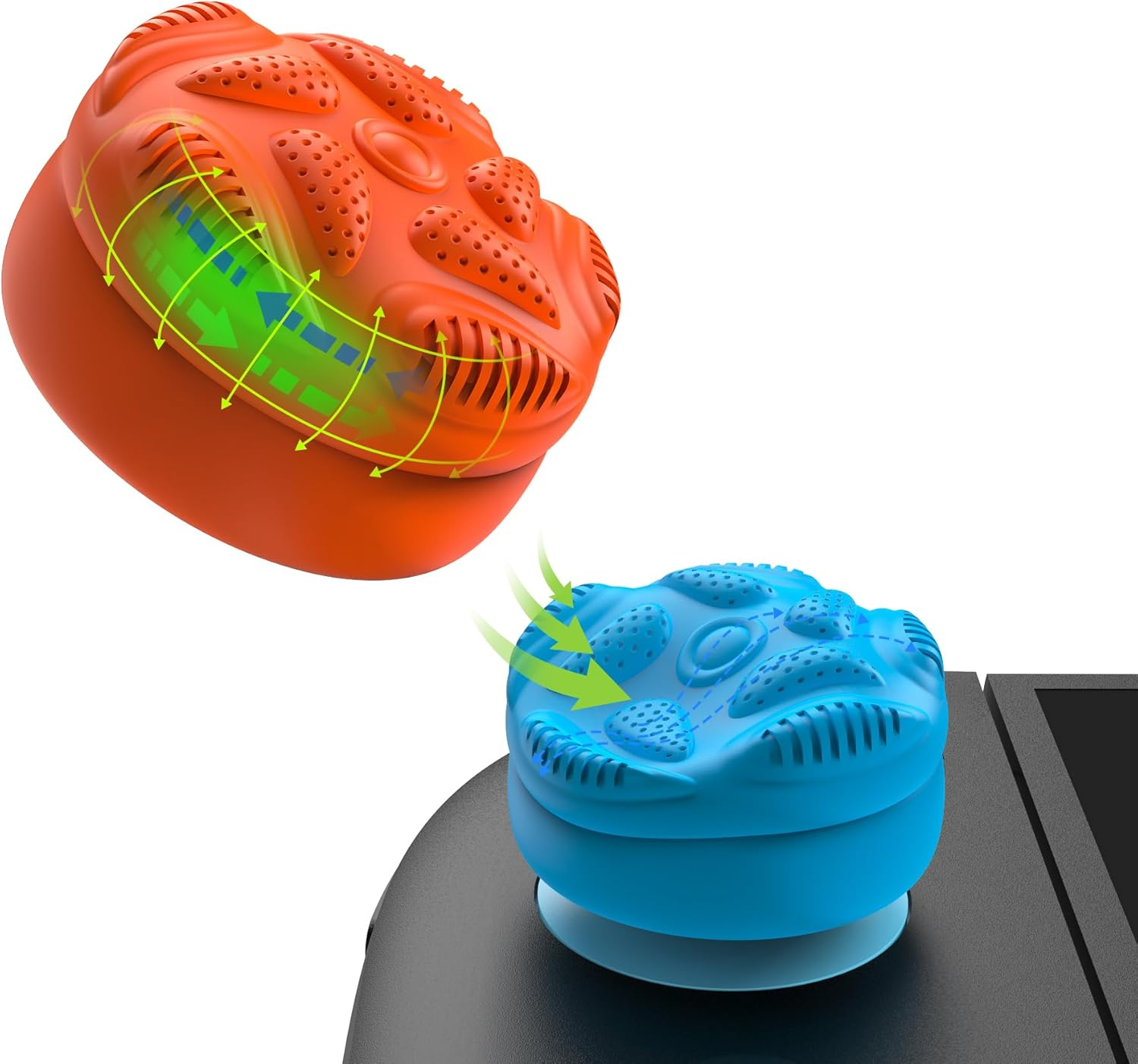 Playvital for Switch 2 Thumbs Cushion Caps Thumb Grips (4-Pack) | Silicone Joystick Grip Cover for Nintendo Switch 2 Joycon, Anti-Slip Raindrop Texture Design - New Hope Gray