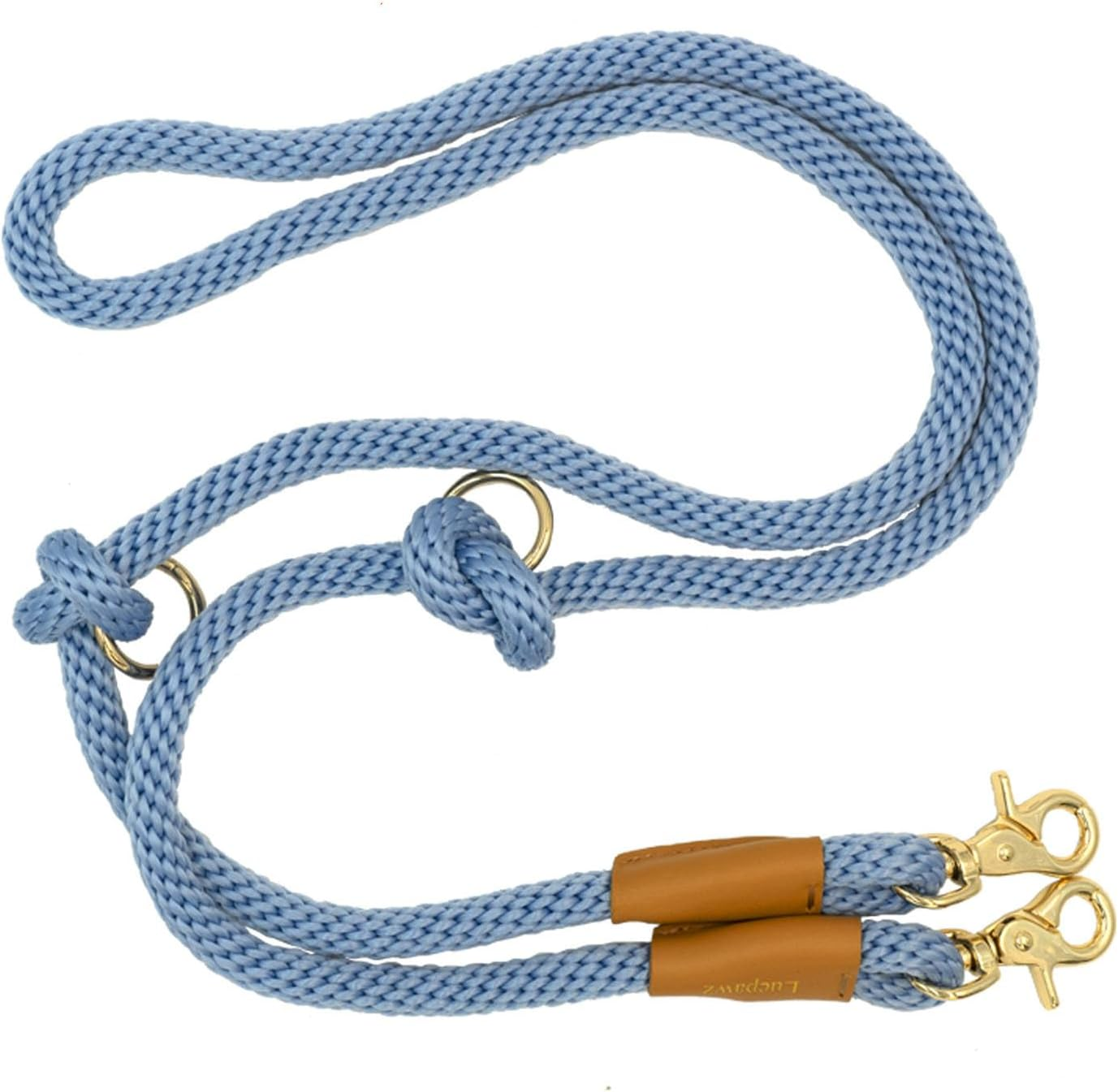 7FT Multifunctional Rope Dog Leash,Hands Free Dog Leash, Crossbody Rope Leash, Adjustable Long Leash for 2 Dogs (7Ft*12Mm, Lanvender)