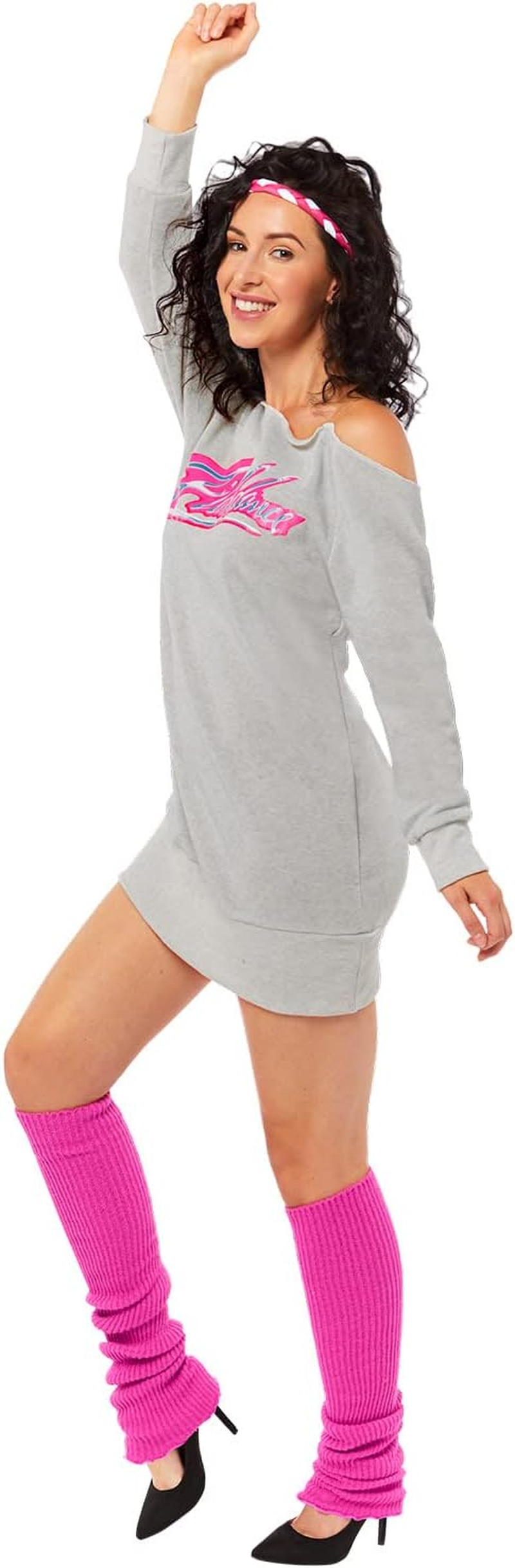 Amscan Women'S Flashdance Fancy Dress Costume, Grey/Pink, Size 16-18