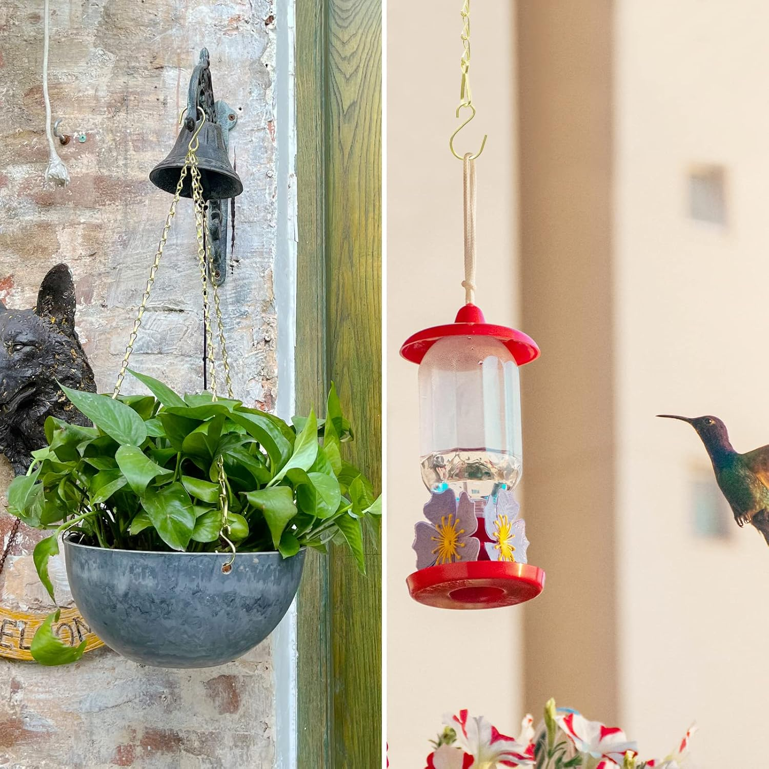 RIFNY Gold Chain for Hanging Plants, 20 Inch Small Plant Chains for Hanging Baskets Kits with Hooks for Bird Feeders Planters Billboards Lanterns Wind Chimes Ornaments Outdoor Indoor Use (10 PCS)