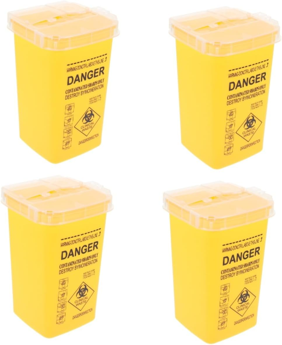 Healvian 2Pcs Waste Sharps Containers Small Needle Disposal Containers Sharps Disposal Bin Travel Trash Can Mini Waste Buckets for Home Use,Tattooing,Laboratory