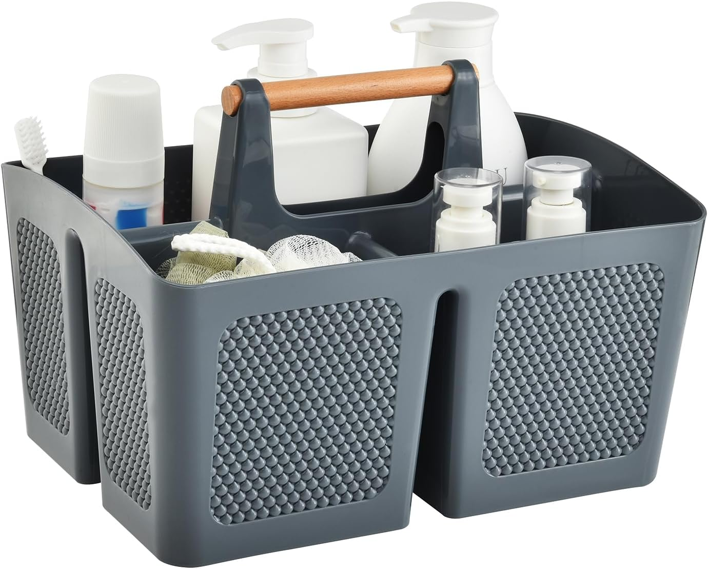 ALINK Plastic Cleaning Storage Caddy with Handle, Large Shower Caddy Basket Organizer for Dorm, Bathroom, Tool, Garden, Kitchen, Cleaning Supplies - Clear