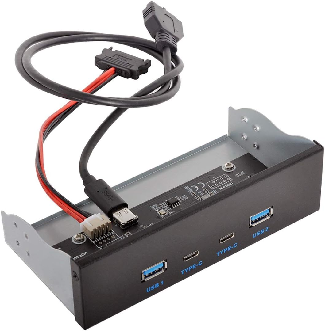 Xiwai USB-C & USB 3.0 HUB 4 Ports Front Panel to Motherboard 20-Pin Connection Cable for 5.25 Inch CD-ROM Bay image number 5