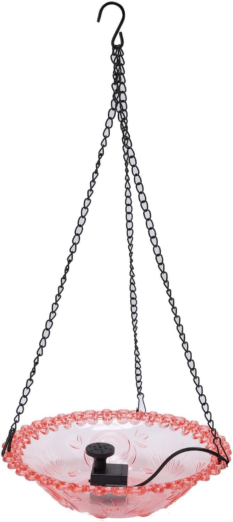 Dpofirs Bird Bath Fountain for Outside, Hanging Hummingbird Feeder Water Fountain USB Powered, Plastic Bird Bath Bowl for Garden Yard Patio Lawn (Roseate)