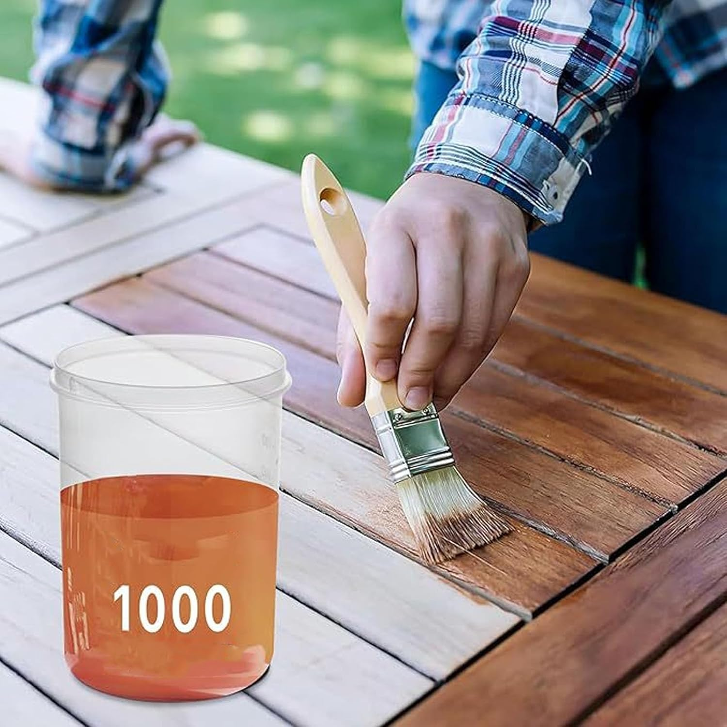 4Pcs No Spill Paint Cups with Lids, 1000Ml Airtight Paint Containers with Mixing Ball & Paint Brush, Clear Paint Storage Jars for Kids, Art, DIY Crafts, Classroom Arts Crafts image number 3