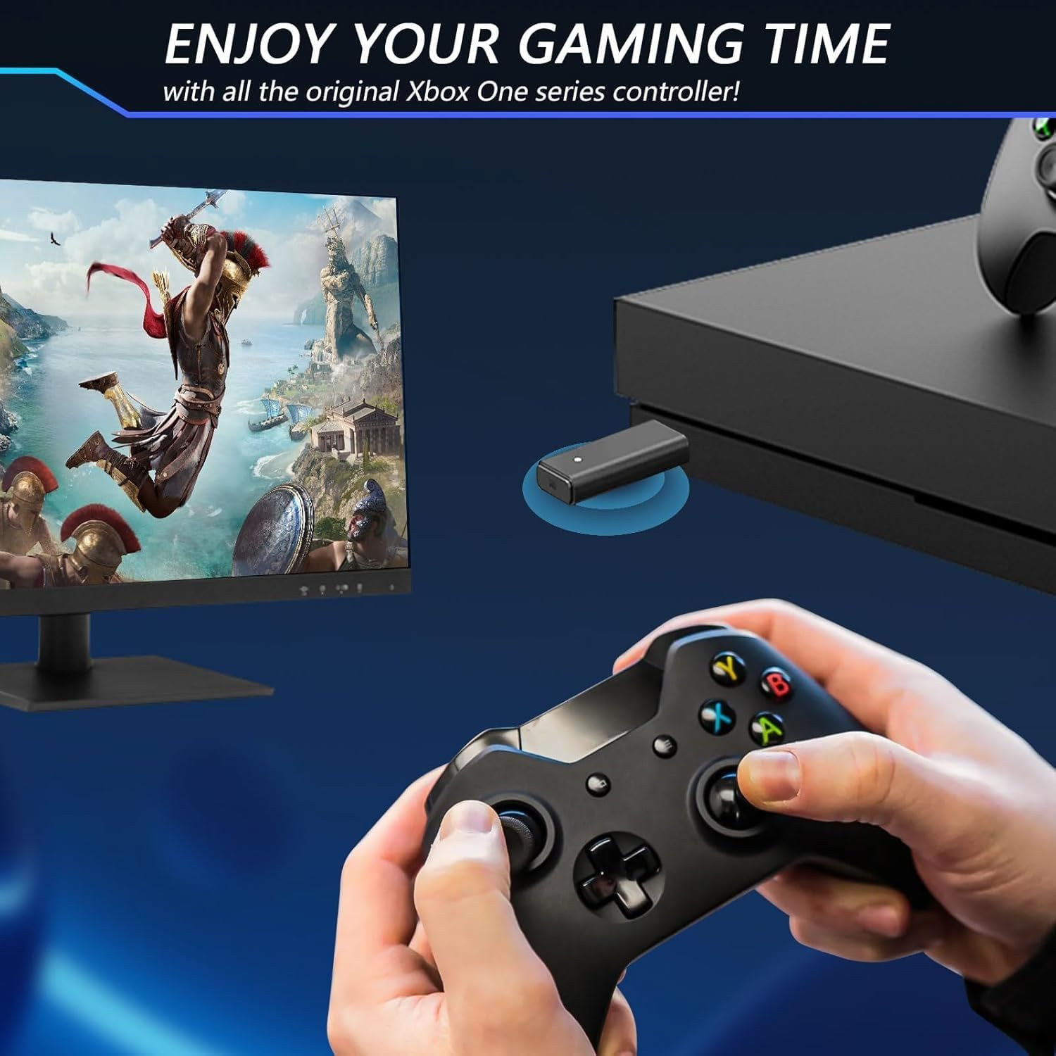 Wireless Adapter for Xbox One Controller Compatible with PC Windows 10, USB Wireless Gaming Receiver for PC Laptops and Tablets