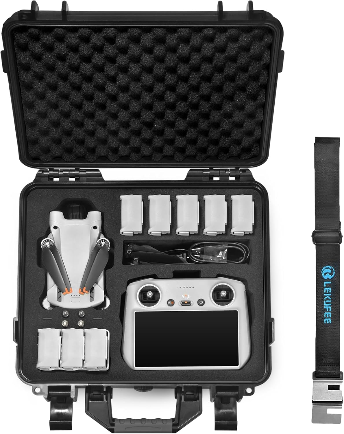 Lekufee Waterproof Hard Carrying Case Compatible with DJI Mini 4 Pro/Dji Mini 3 Pro/Dji Mini 3 Drone/Dji RC 2/DJI RC/DJI RC N2/N1 and More Accessories(Case Only) image number 2
