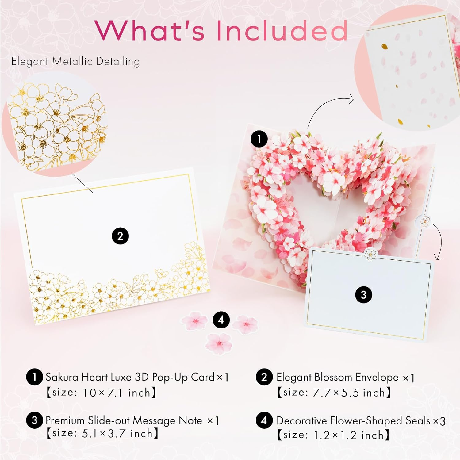 3D Pop-Up Sakura Heart Card with Slide-Out Message Note &ndash; Handcrafted Floral Design &ndash; Perfect for Mother&rsquo;S Day, Anniversaries, Birthdays, and More &ndash; Designed in Japan image number 5
