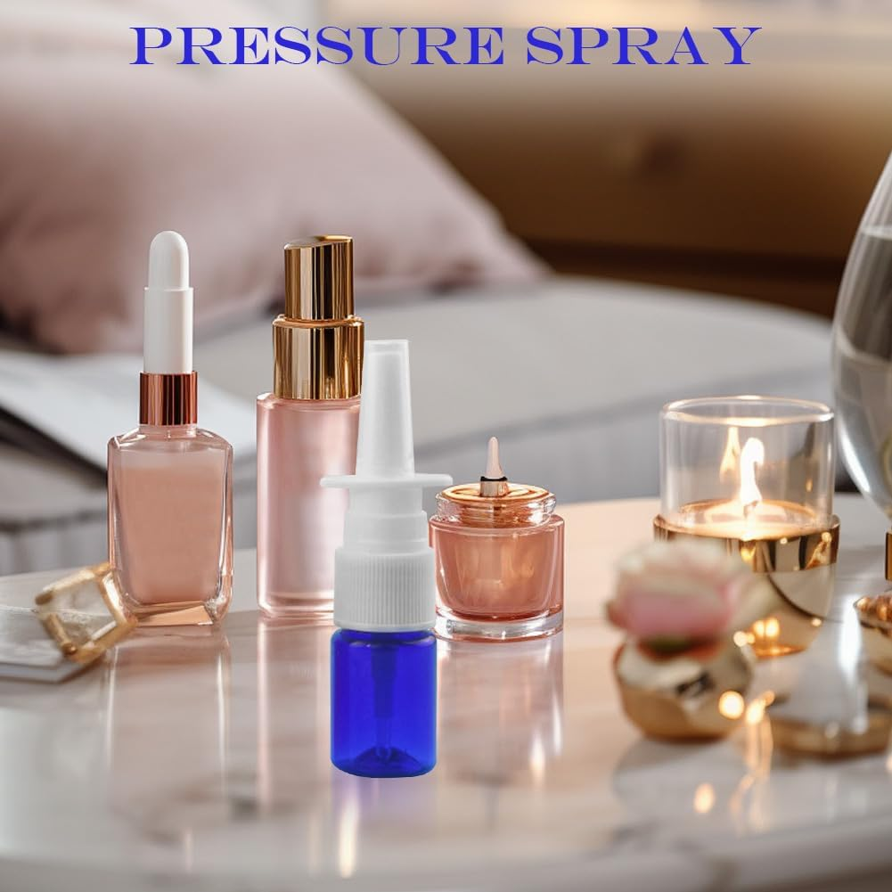 12Pcs Mini Plastic Nasal Spray Bottles - 5Ml Fine Mist Sprayers Atomizers Cosmetic Perfume Makeup Water Storage Holder Container Portable Empty Refillable(Blue)