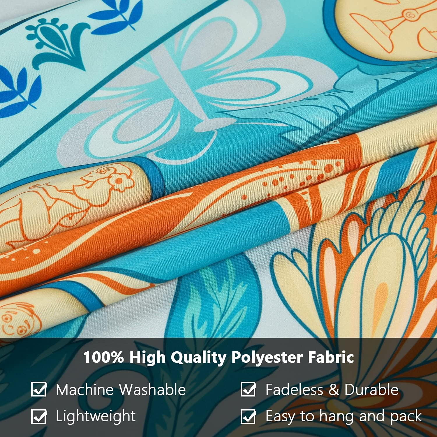 Lyacmy Burning Sun Tapestry with Flower Vines - Vintage Floral Mystic Hippie Wall Hanging for Room (Pale Cerulean, 51.2 X 59.1 Inches)