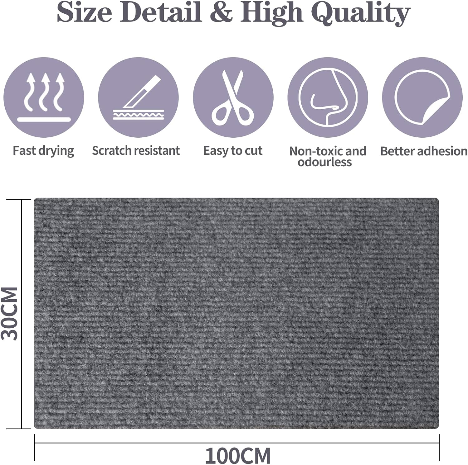 Rigidstone Cat Scratching Mat, DIY Cut to Size, Self-Adhesive Carpet, Cat Sofa Scratch Mat, Cat Wall Scratch Protection, Cat Scratch Mat for Protects Carpets, Sofa, Furniture Protection (Grey, 30 X image number 3
