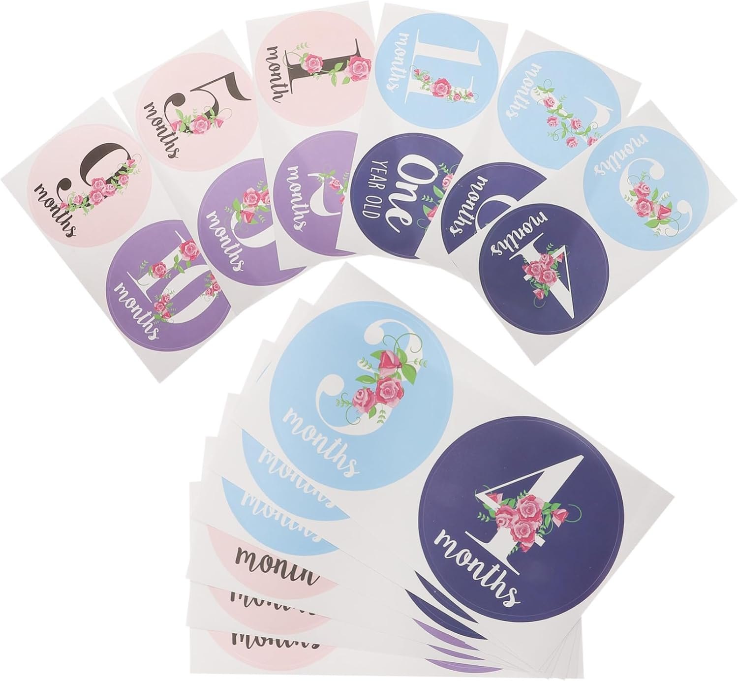 12Pcs Milestone Stickers Set Adorable Newborn Month Belly Stickers Creative Monthly Paste Photo Props for Growth Announcement and Keepsake image number 3