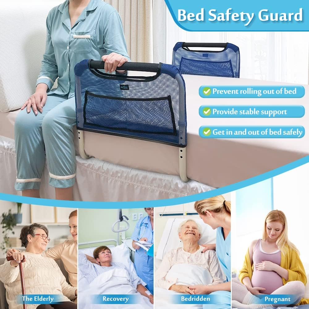 Double Bed Rail U Bar for Medical Bed Safety Assisting Rails Bed Support for Elderly Adults under Mattress Handrail Hospital Dual Bed Railings for Seniors Twin Full Queen Bed Guard Adjustable Rail image number 2