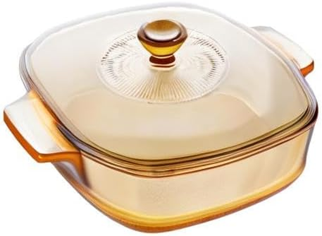 Visions Pyroceram Reverse Square Casserole with Glass Cover, Brown, 22.3 X 17.5 X 7.5 Cm image number 3