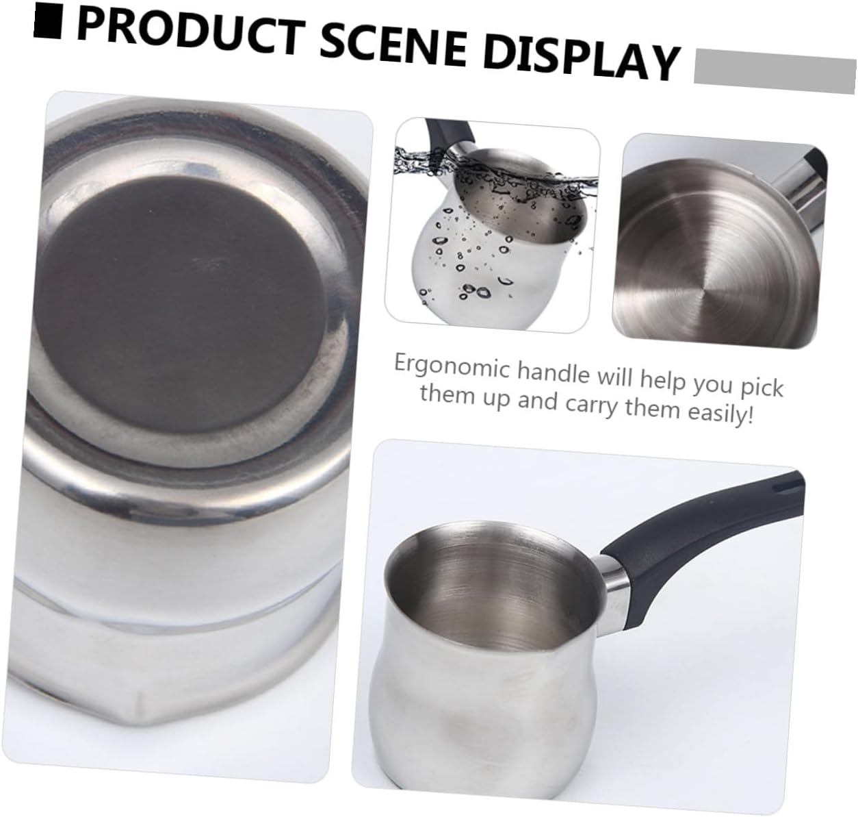 EXQUIMEUBLE Stainless Steel Milk Frothing Pitcher with Drip Spout Ergonomic Handle for Espresso Steaming Coffee Shops Home Use image number 5