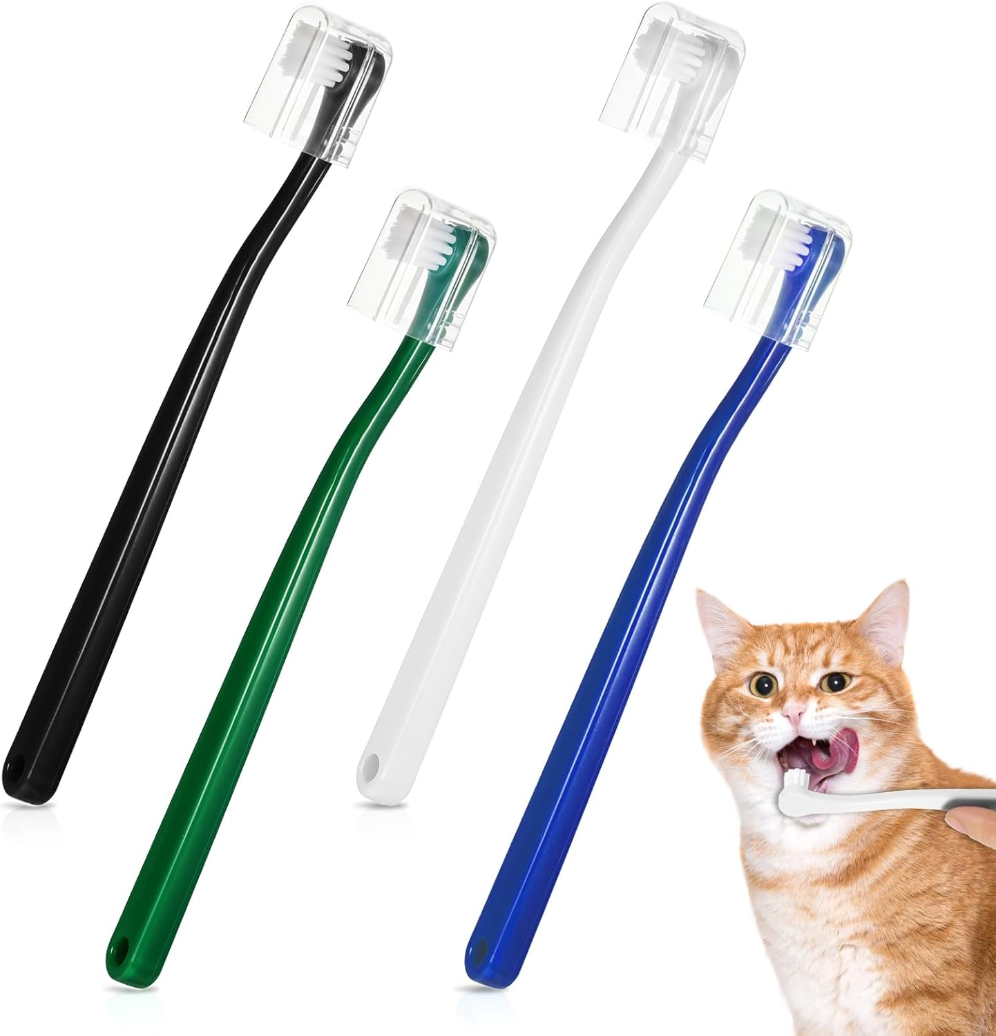 2 Pack Small Dog Toothbrush Cat Tooth Brush Pet Toothbrush Puppy Toothbrush Mini Head Soft Dog Toothbrush Deep Clean Kit, Portable Travel Friendly and Easy to Use for Puppy, Kitten, Small Dog & Cat