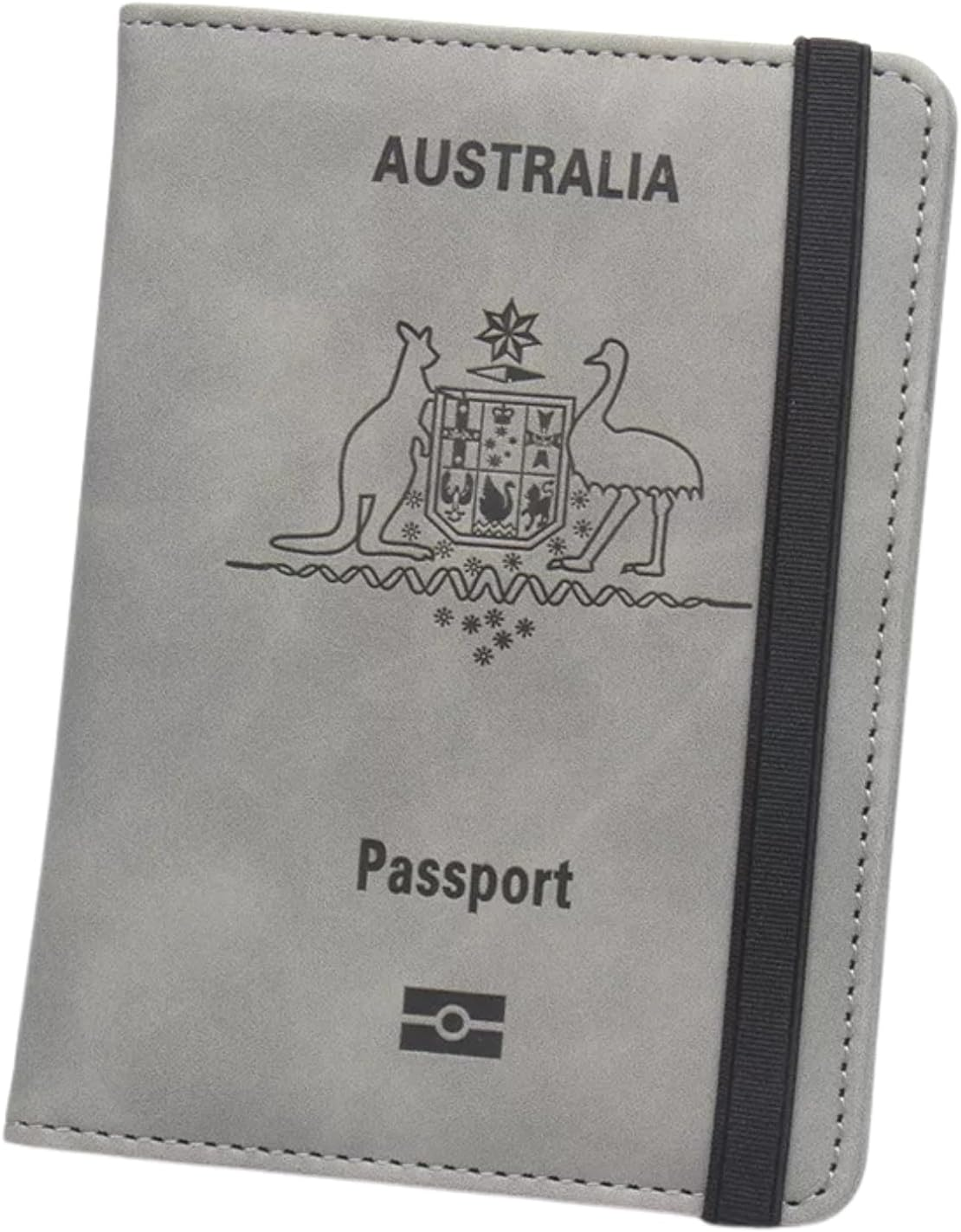 RFID Blocking Passport Holder - PU Leather Travel Wallet with Strap Band, ID Card & Credit Card Slots, Travel Organizer (Multiple Colors) (Black)