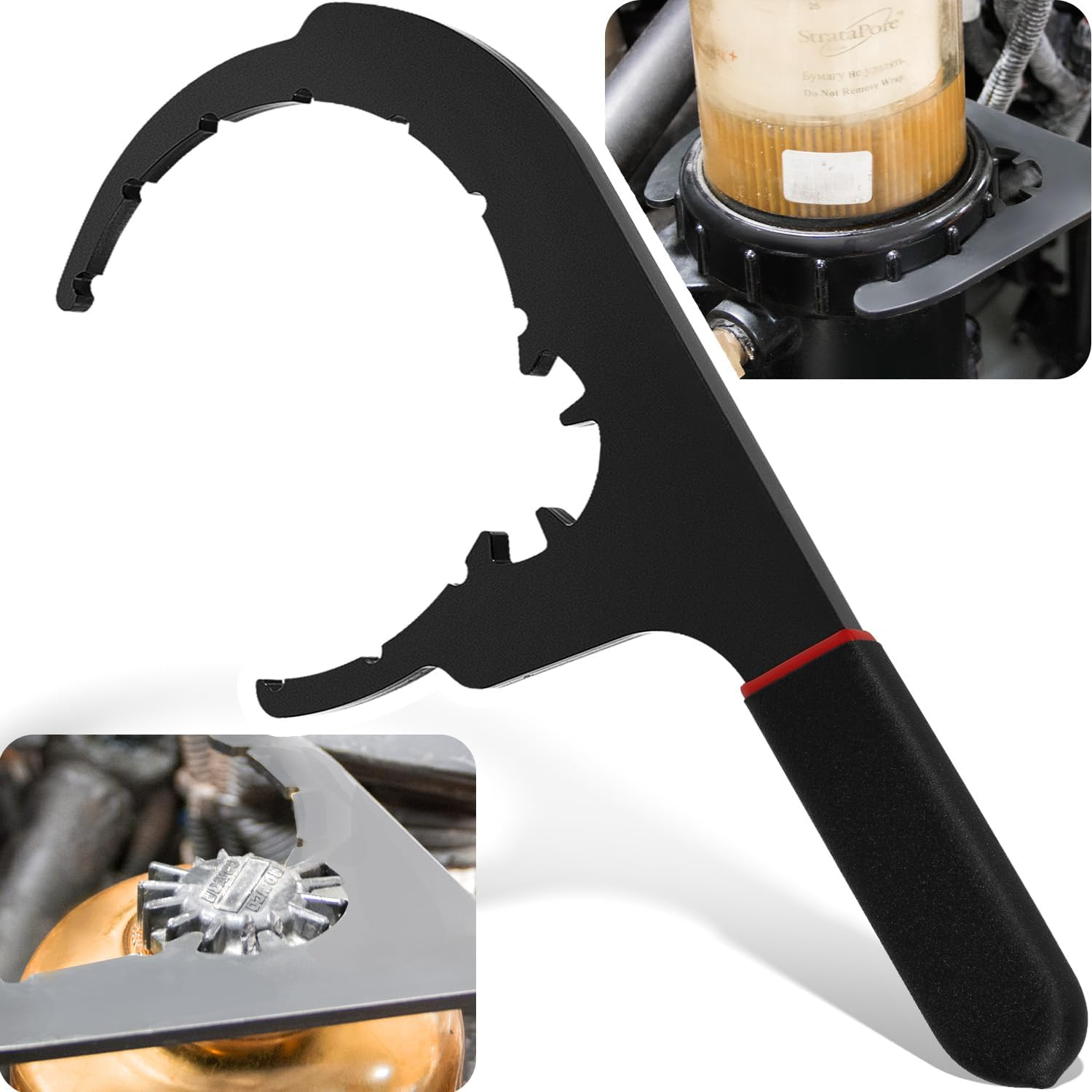 61110 Diesel Fuel Filter Wrench for Davco, 6" - Oil Filter Removal Tool for Paccar, Kenworth, Peterbilt, Cummins, Caterpillar, Detroit Diesel, Etc image number 3