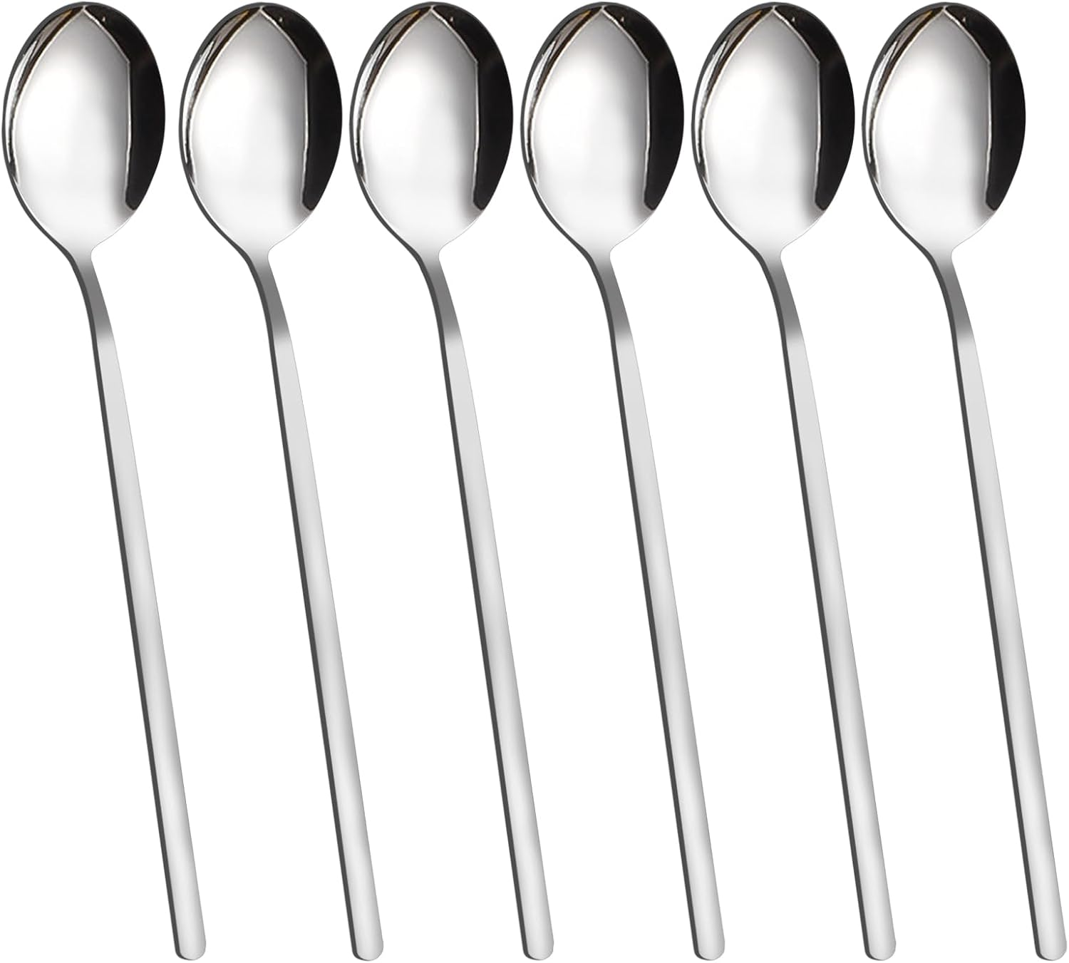 VANRA Soup Spoons Long Handle for Eating 8.5 Inch Korean Soup Spoons Set of 6 Silverware 18/8 Stainless Steel round Spoons for Soup Cutlery Set image number 5