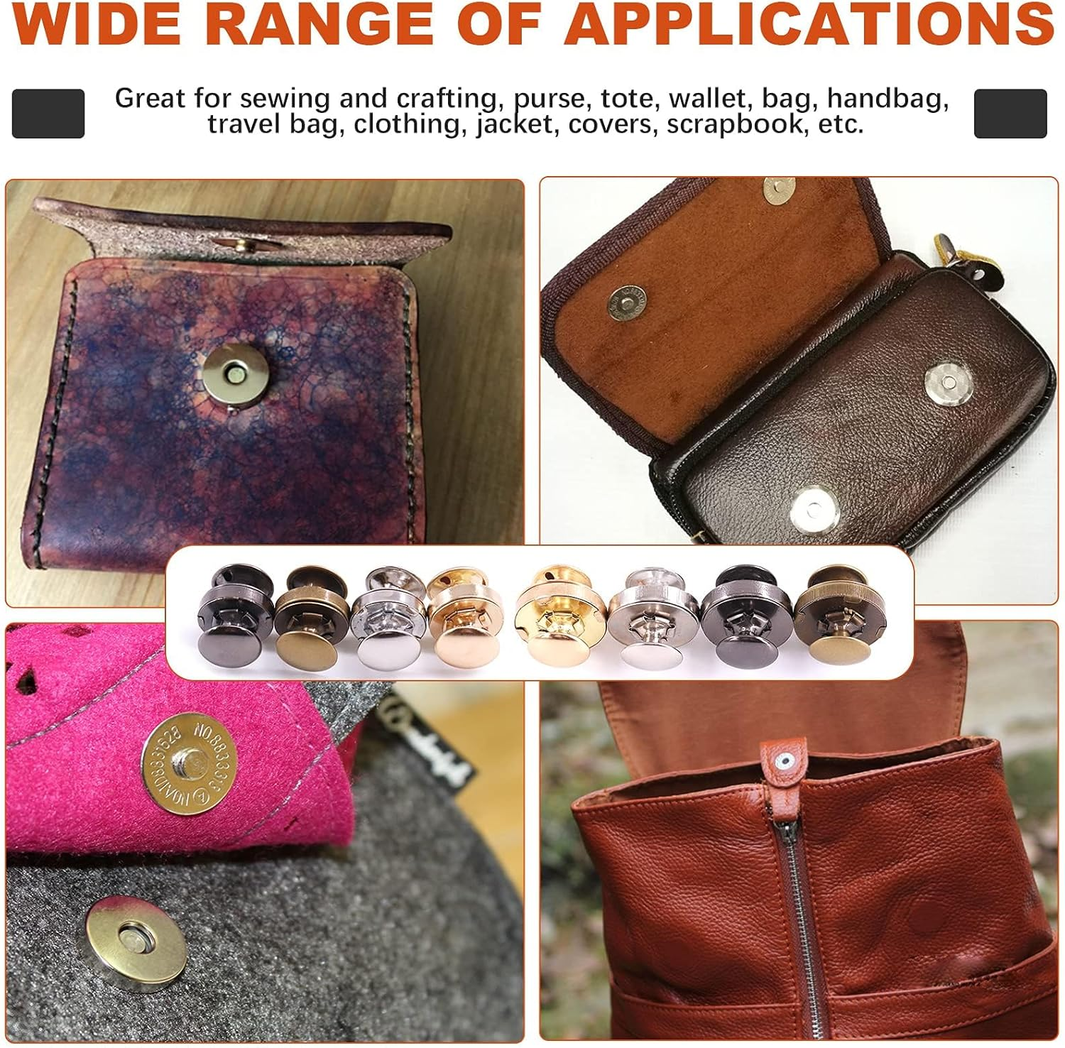 Tanstic 72 Sets 14Mm and 18Mm 4 Color round Magnetic Snap Sets, Strong Magnetic Button Clasps Double-Sided Magnetic Leather Snaps for Clothes, Jackets, Jeans Wears, Bracelets, DIY Craft Sets image number 4