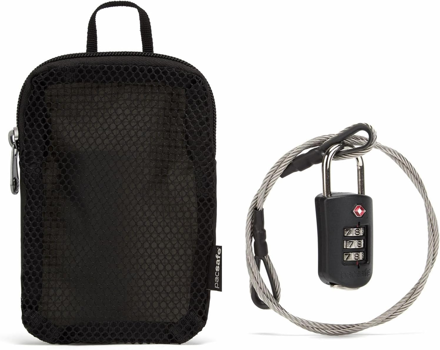 Pacsafe Prosafe 1000 Combination Lock with Steel Cable, Black, Black, Large, Prosafe 1000 Combination Lock with Steel Cable