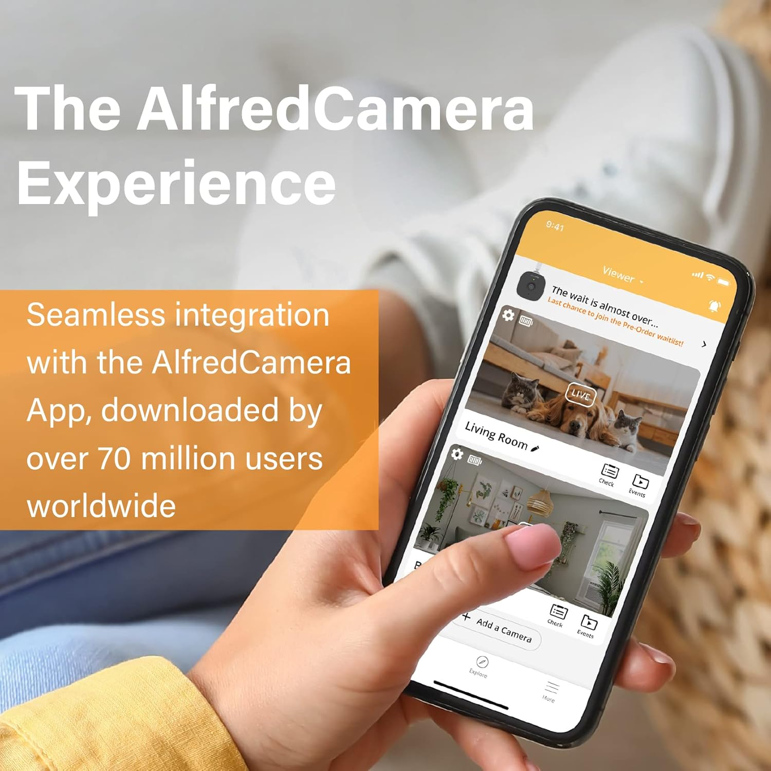 Alfredcamera Indoor Security Bullet Camera - Plug-In Baby Monitor/Pet Cam - Full HD 1080P, Night Vision, Wide-Angle View, Continuous Recording, and Stick-On Mount - Works with Alfred Camera App image number 6