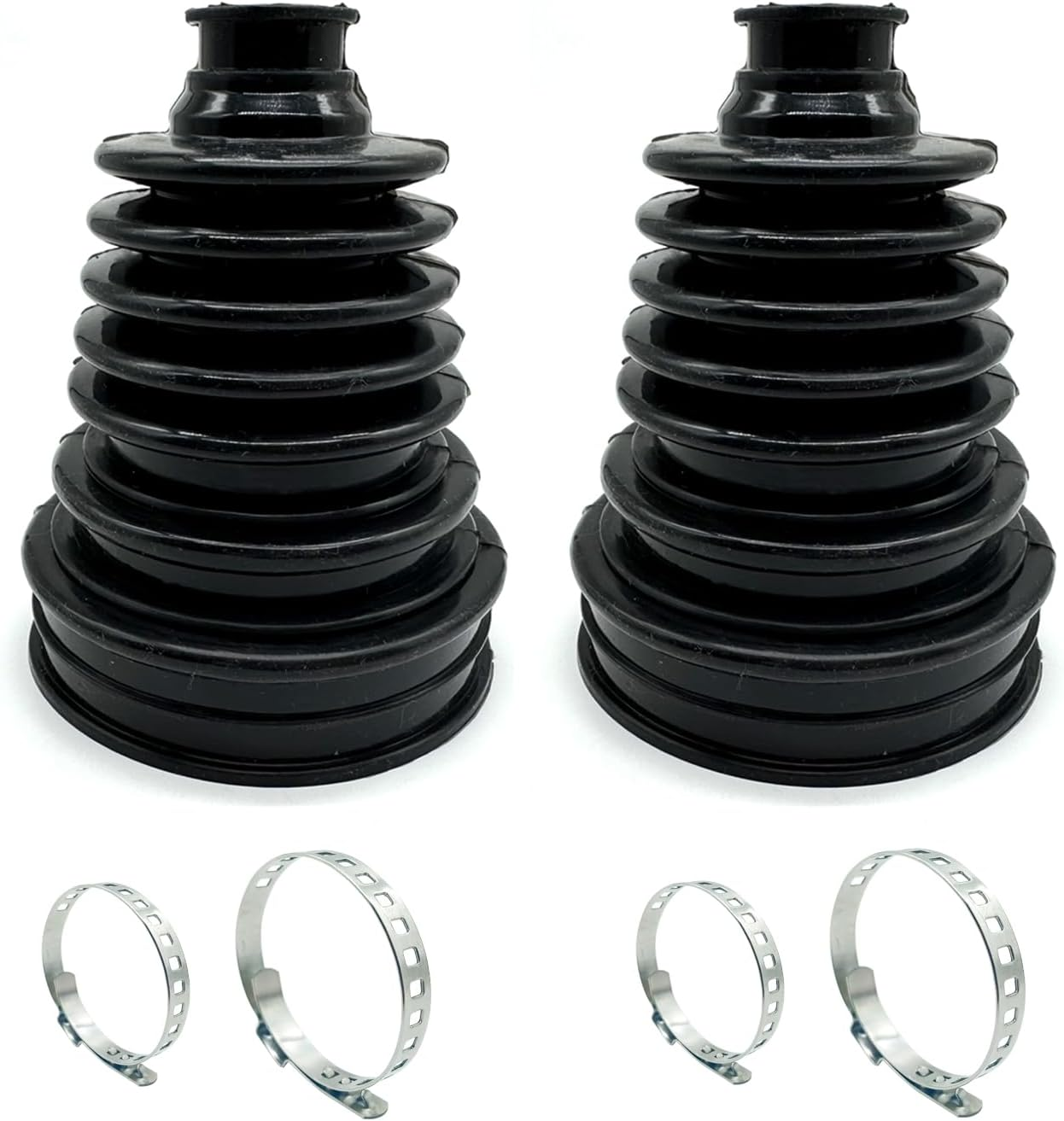 CV Boot Kit,Universal Silicone Constant Velocity CV Joint Thicken Boot,2 Boots with 4Pcs Stainless Steel Clamps (Black)