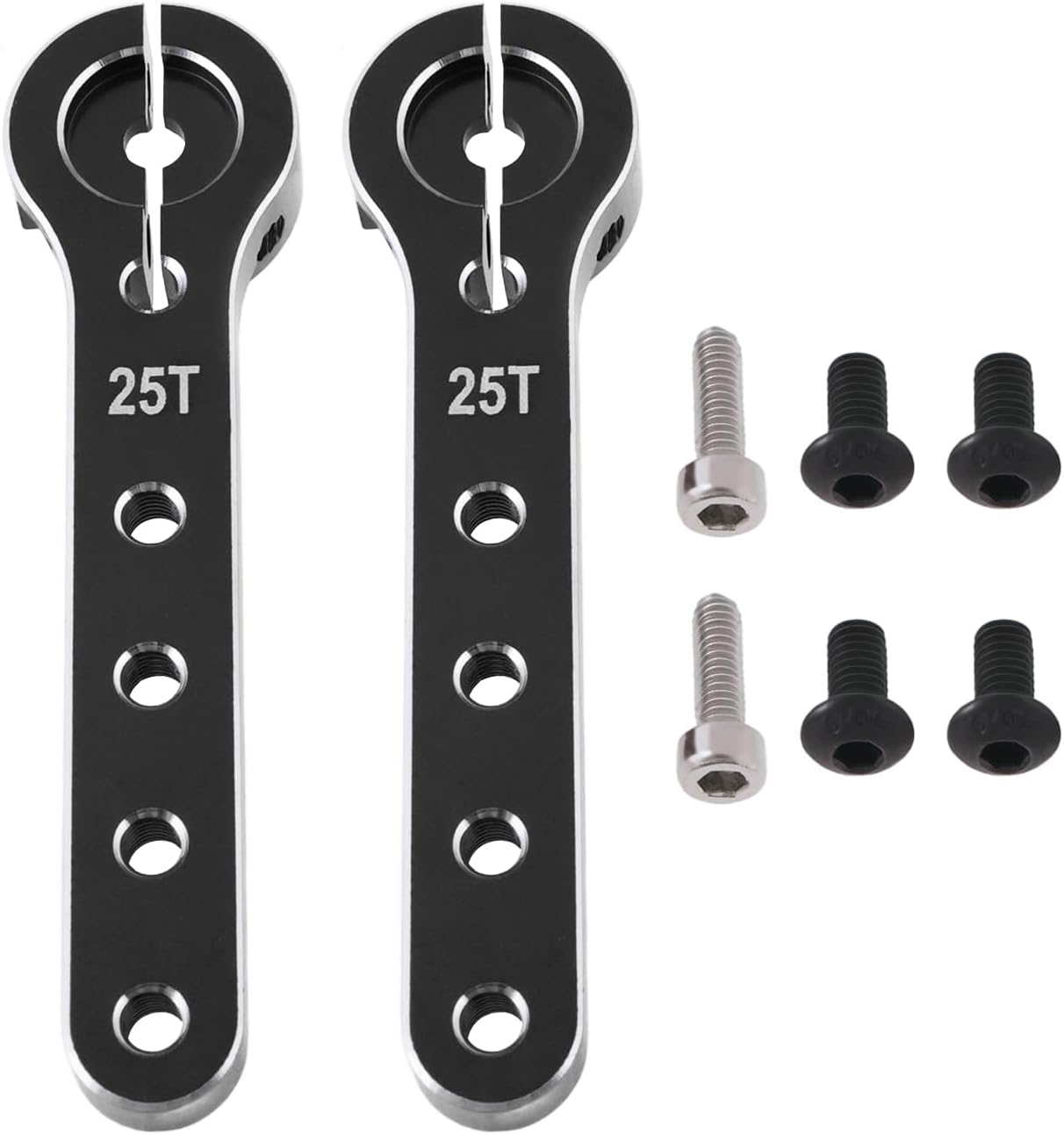2PCS 25T RC Extension Steering Servo Arm Total Length 56Mm Compatible with 30-100CC Balsa Airplanes Compatible with Futaba, Black