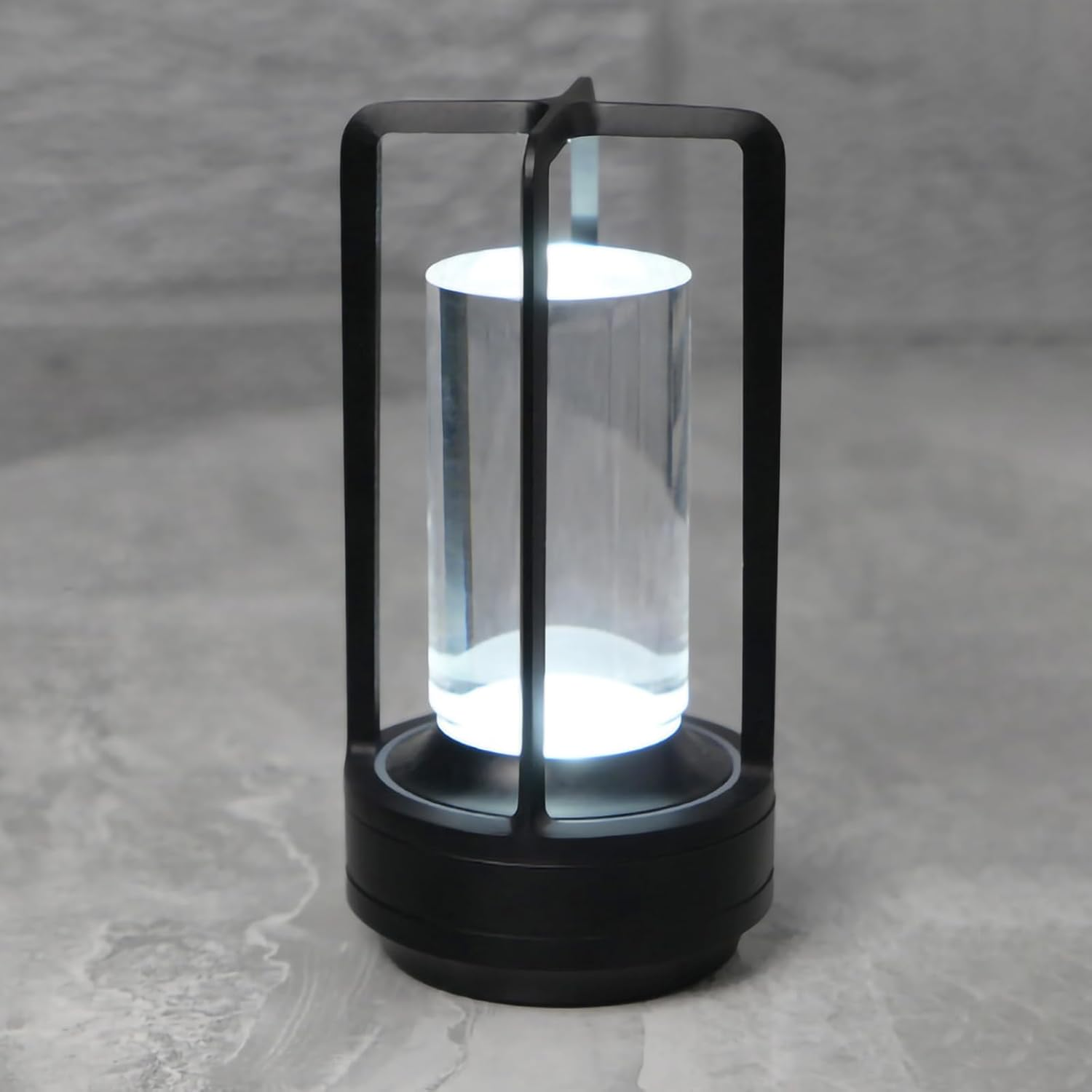 Candico Cordless Bedside Table Lamp Rechargeable Portable Touch,2000Ma Battery Operated Lamps LED Night Light,3Color Stepless Dimming Crystal Lantern Suitable Bedrooms,Bars,Cafes,Camping,Black