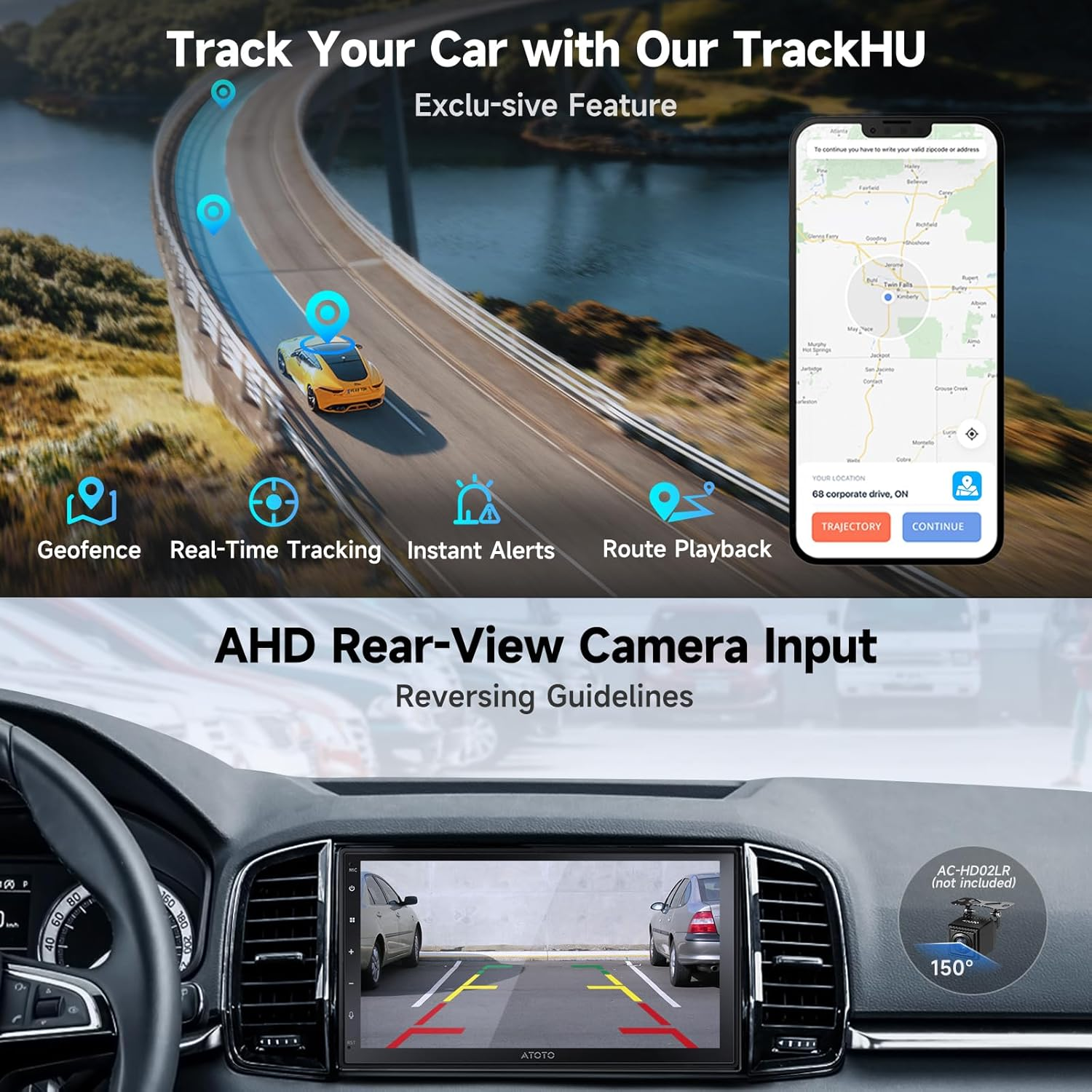 ATOTOZONE A5L 7" Double Din Android Car Stereo Wireless Carplay and Android Auto, Touchscreen Car Audio Receivers with GPS, Wifi/Bt/Usb, 2+32G, 24-Band EQ, FM/AM, Split-Screen image number 1