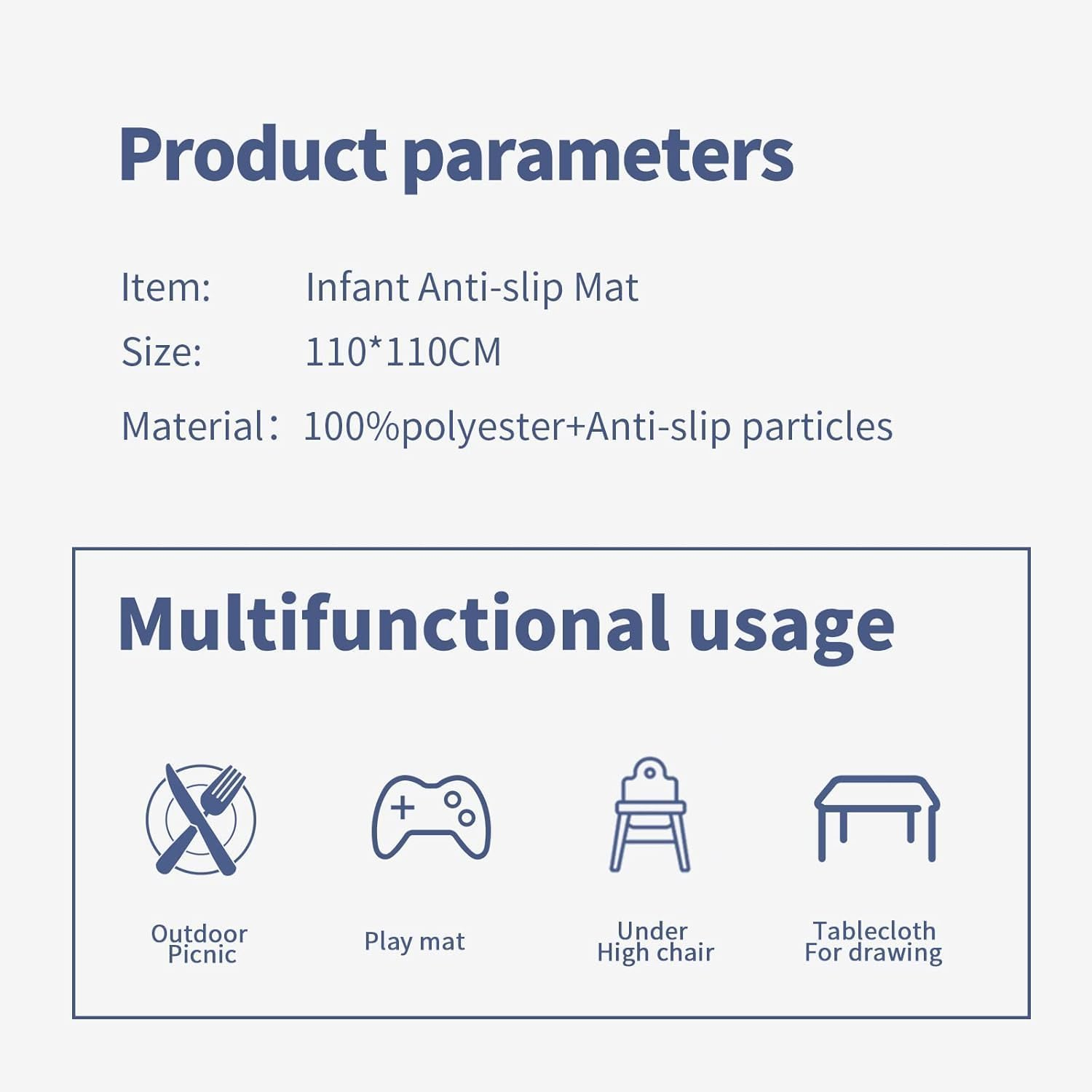 Baby Splat Mat for under High Chair, Non Slip Waterproof Mealtime Floor Mats, Waterproof Washable Cloth for Arts and Crafts, Playtime Mats for Kids, Floors or Tables, Portable Picnic Splash Mat