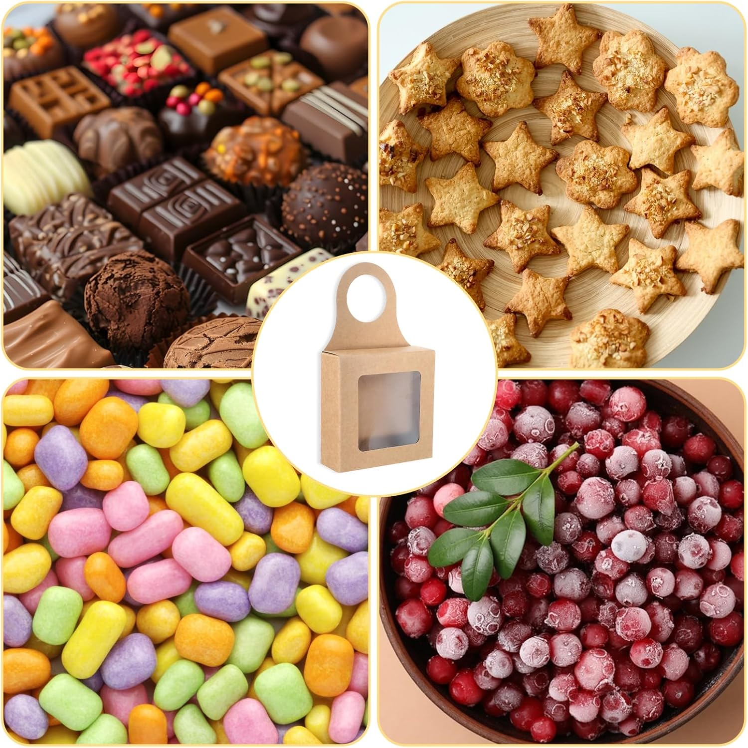 Jeffdad 10PCS Kraft Paper Wine Bottle Box with Window, Hanging Foldable Gift Boxes Wine Boxes Decoration Bottle Hanger Favor Box for Kitchen Dining Engagement Christmas Mother'S Day (Kraft Paper) image number 6