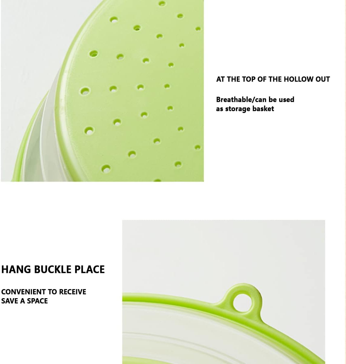 Abizarch 10.5" Collapsible Microwave Splatter Cover for Food, Vented Microwave Lid with Hook Hole, Splatter Guard for Plate Dish Bowl, Vegetable Fruit Colander Multi-Function Kitchen Gadget