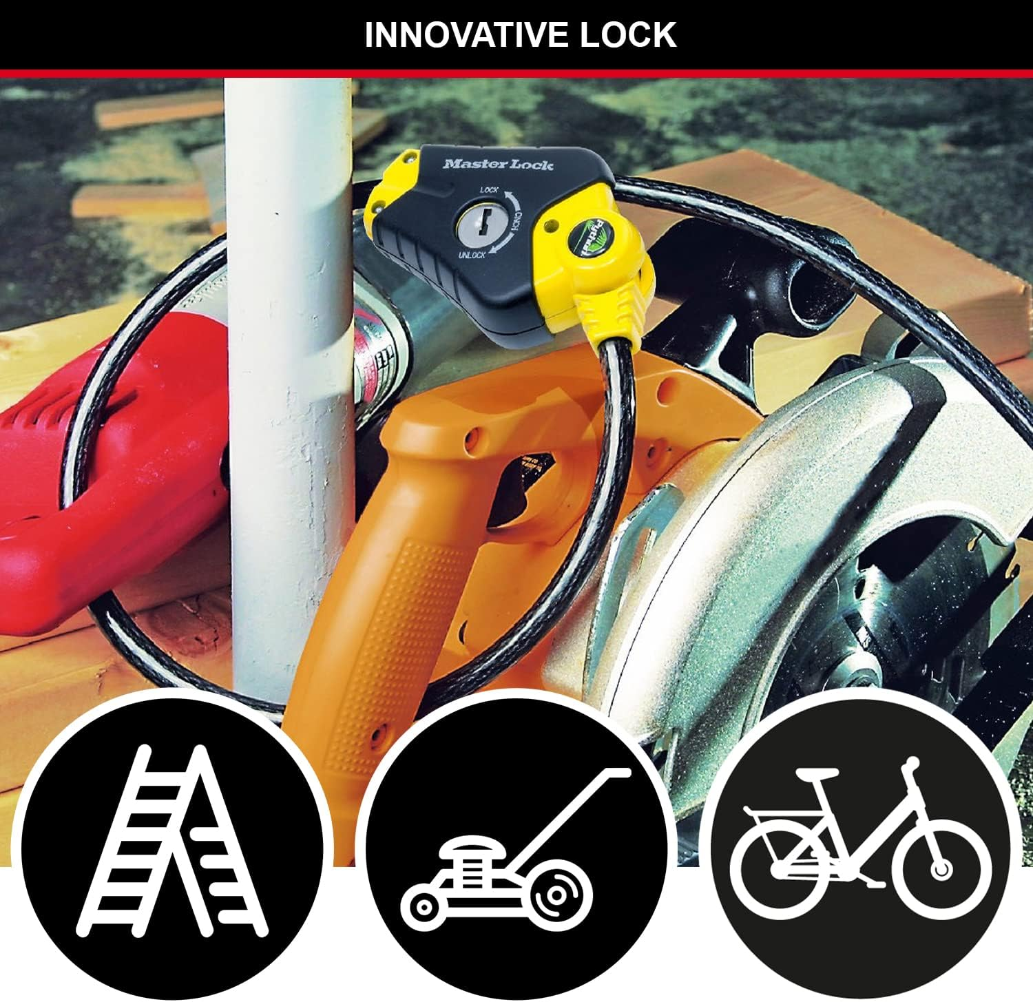 MASTER LOCK Security Cable with Key Lock [Adjustable Locking Cable from 30 Cm to 4.5 M] [Python] 8420EURD - Best Used to Secure Sports Equipment, Tools and Outdoor Furniture image number 2