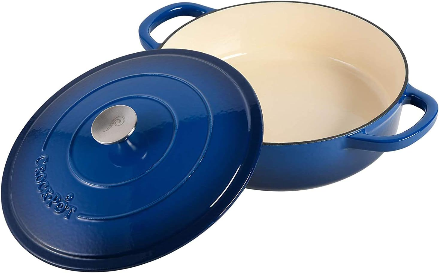 Crock-Pot Crock Pot Artisan Enameled Cast Iron Braiser W/Lid, 5 Quart, Sapphire Blue image number 6