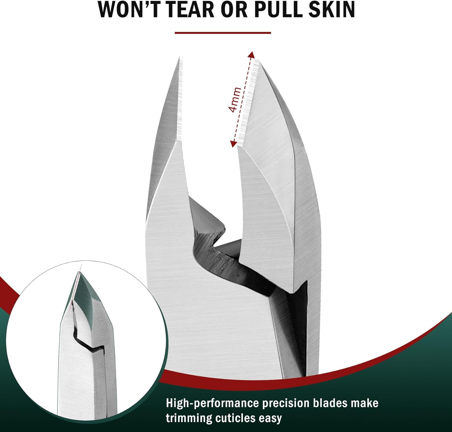 FVION Cuticle Nippers Stainless Steel Cuticle Nippers Extra Sharp with Precise Cut Cuticle Scissors Fine Cuticle Remover on Cuticle Fingers and Toes (4 Mm)