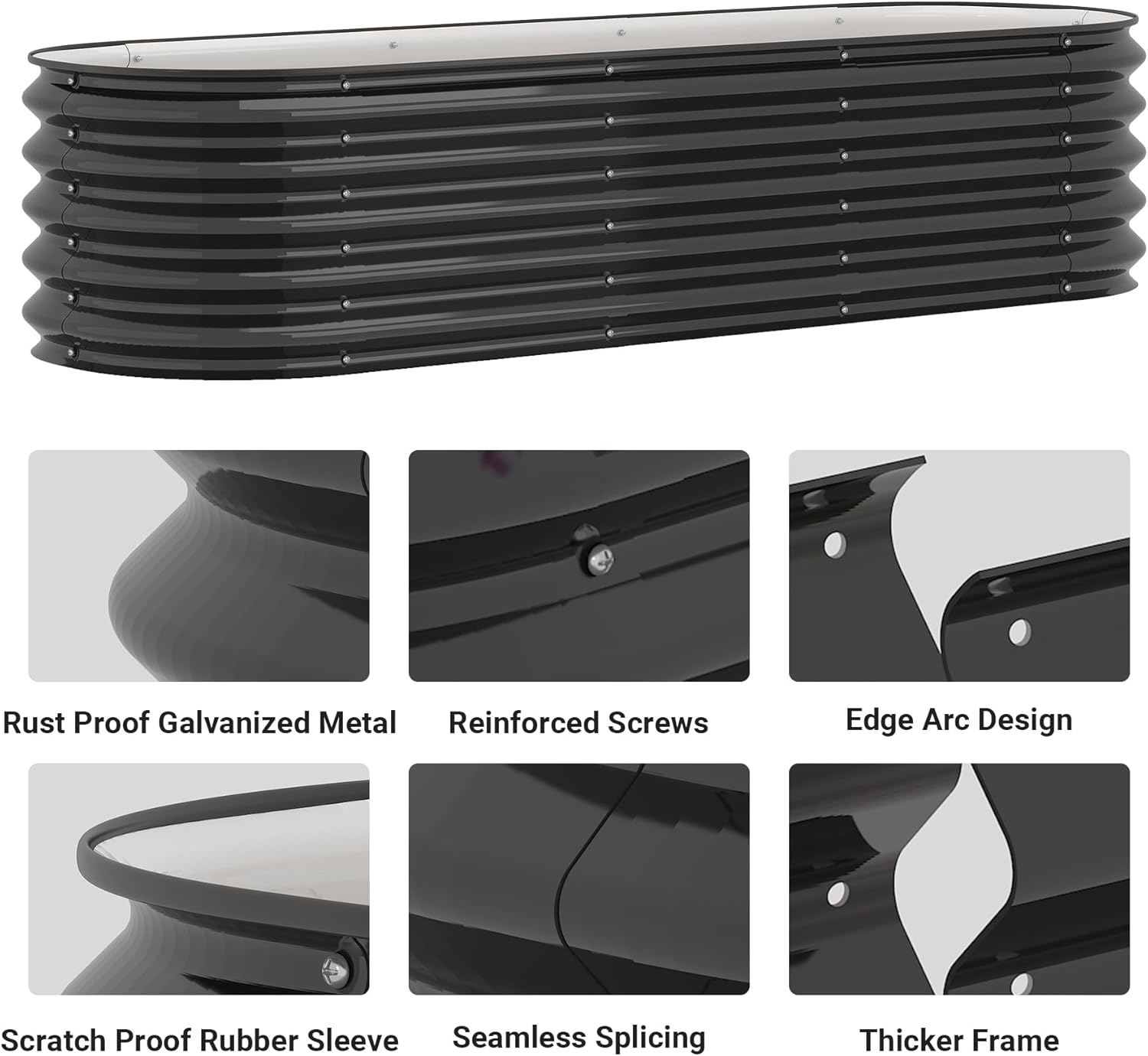 Advwin Raised Garden Bed, Galvanised Steel Planter 200 * 60 * 42Cm, Planter Box Outdoor with Easy Assembly, Large Garden Box for Vegetables Flowers Herbs image number 1
