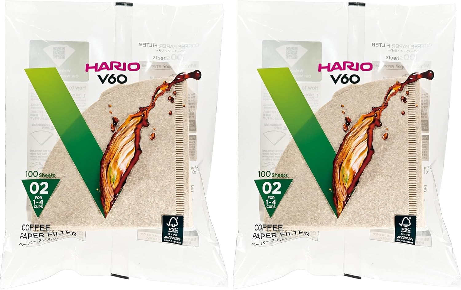Hario V60 Paper Coffee Filters Single Use Pour over Cone Filters Size 01 Natural, 100 Count