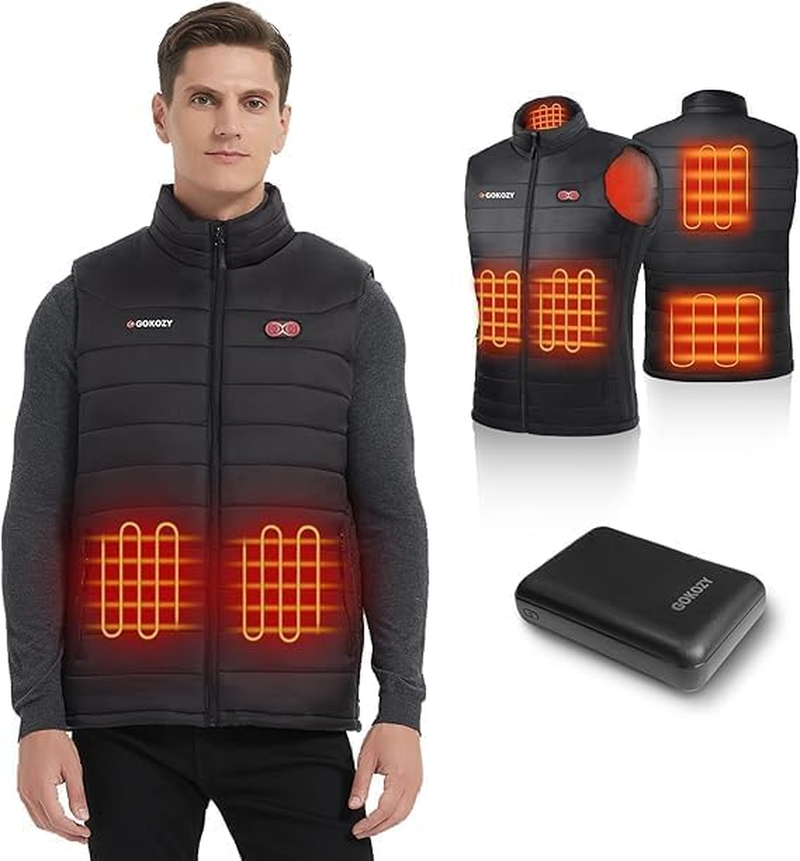 Gokozy Heated Vest for Men and Women with 10000Mah Battery Pack, Lightweight Heated Jacket,Electric Heated Motorcycle Vest