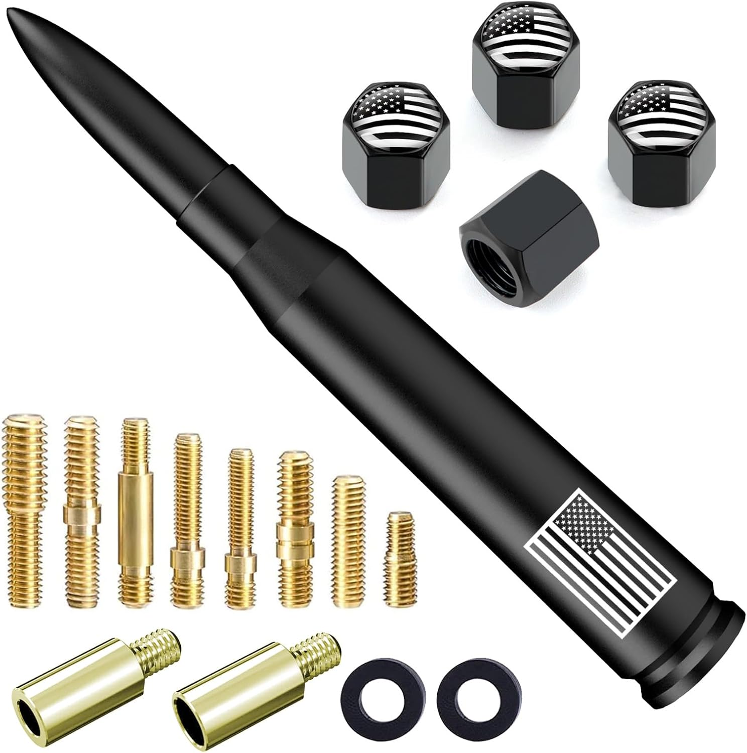 50 Cal Bullet Antenna Replacement for Ford F150 F250 F350 Super Duty Ford Raptor Bronco, & Dodge Ram & Chevy Silverado & GMC Sierra 1500 2500 3500 Trucks 1990 - Current, Car Accessories (Matte Black) image number 5