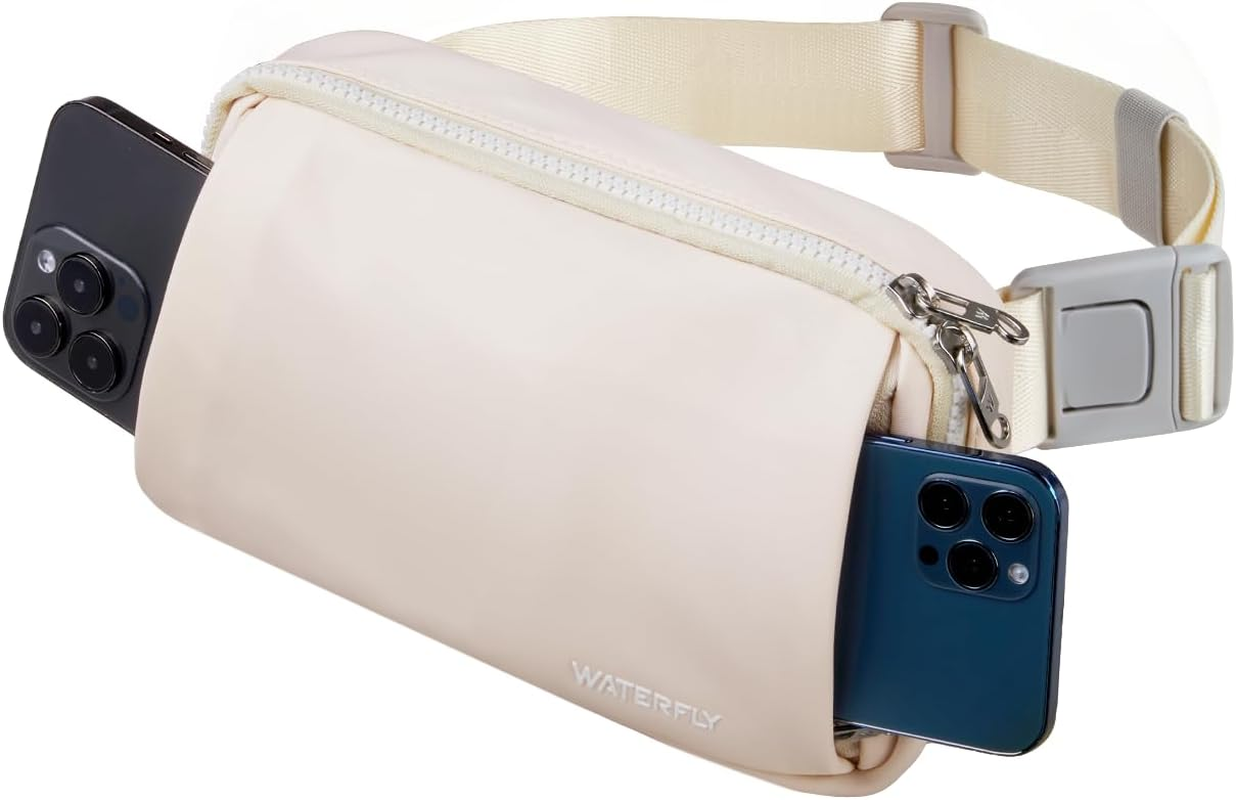 WATERFLY Bum Bag Belt Bag Men Women: Stylish Waist Bag Sport Fashion Crossbody Chest Bag Water-Repellent Small Hip Bag for Outdoor Travel Hiking Festival