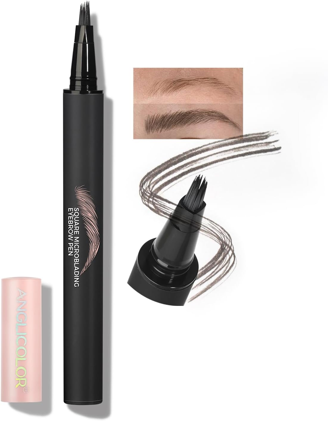 Anglicolor Microblading Eyebrow Pen, Natural Eyebrow Pen, Easy to Color, Long Lasting, Quick Drying for Shaping and Filling Eyebrow Makeup