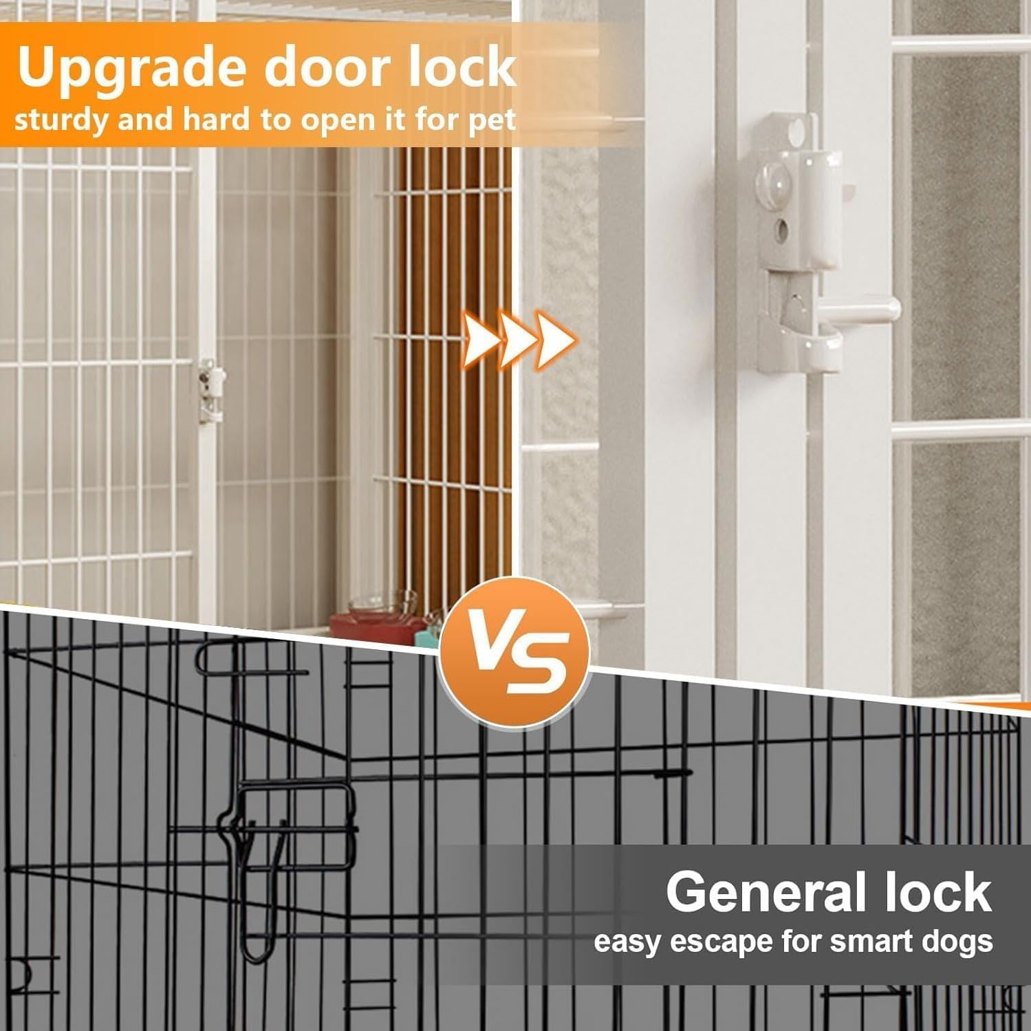 LIODUX Metal Dog Cage, Heavy Duty Dogs Crate for House, Indoor Dog Kennel Enclosure for Small/Medium/Large Dogs, Double Doors, Locks, Removable Tray, Lockable Wheels Pet Cage (Black, Small) image number 2