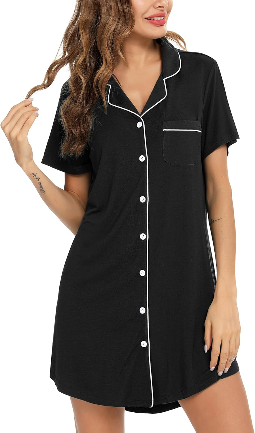 Maternity Nightgown for Women Nursing Pajamas Long Sleeve Sleepshirt image number 4